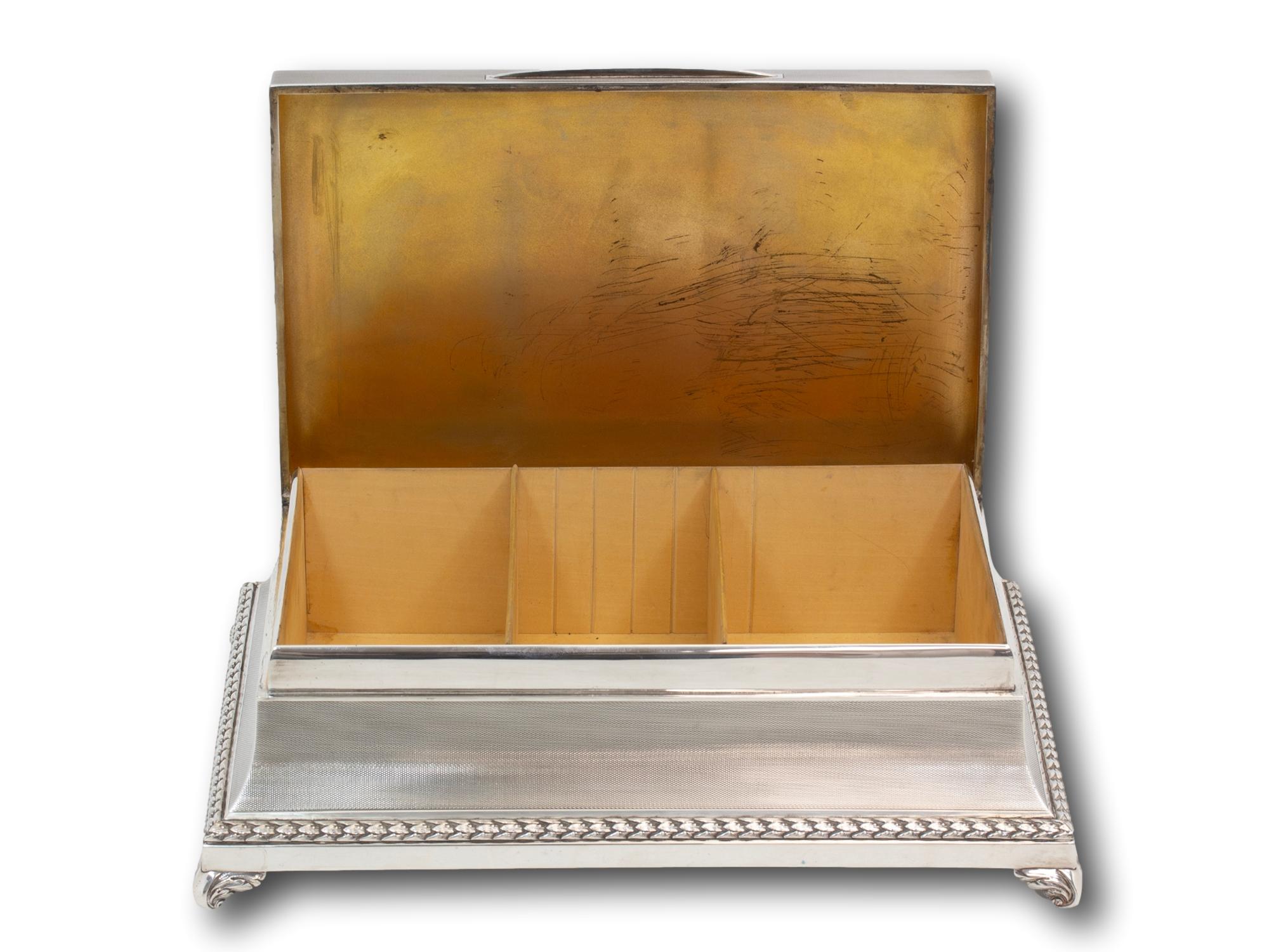 Art Deco Sterling Silver Engine Turned Cigar Box 10