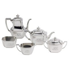 Art Deco, Sterling Silver, Five Piece Tea and Coffee Service by Tiffany & Co.
