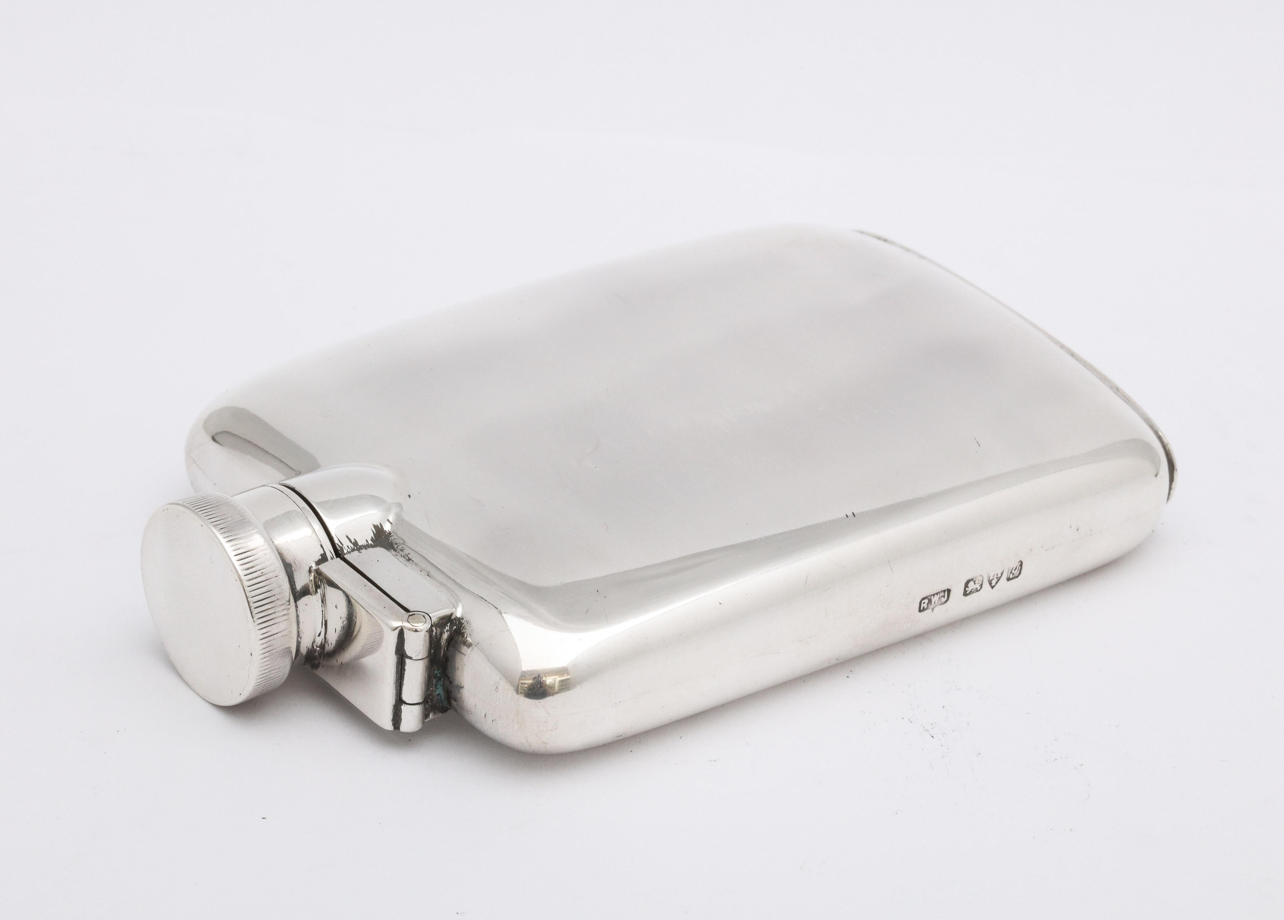 Art Deco Sterling Silver Flask with Hinged Lid 8