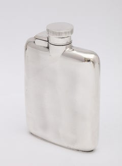 Art Deco Sterling Silver Flask with Hinged Lid