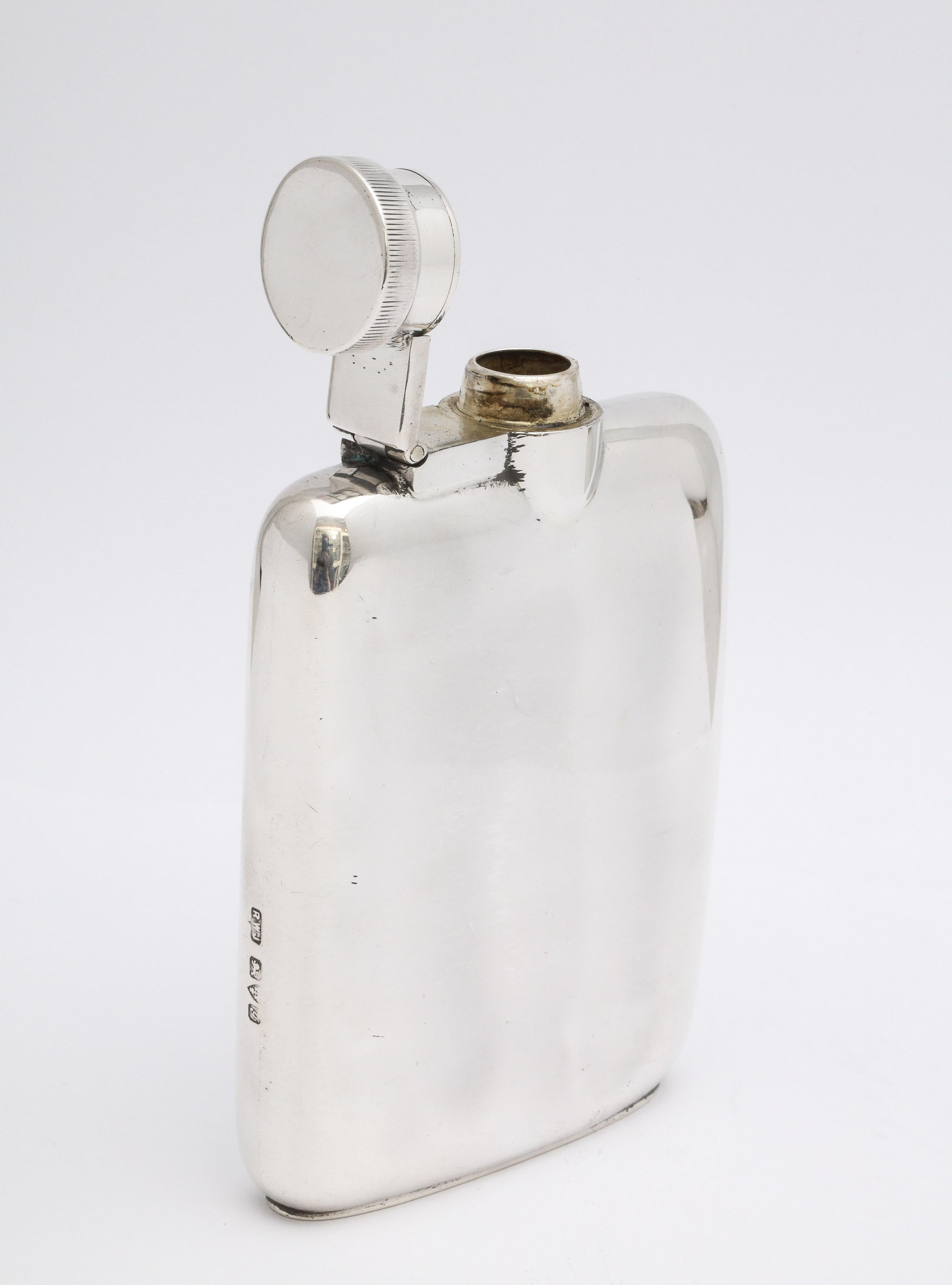 Art Deco Sterling Silver Flask with Hinged Lid 2