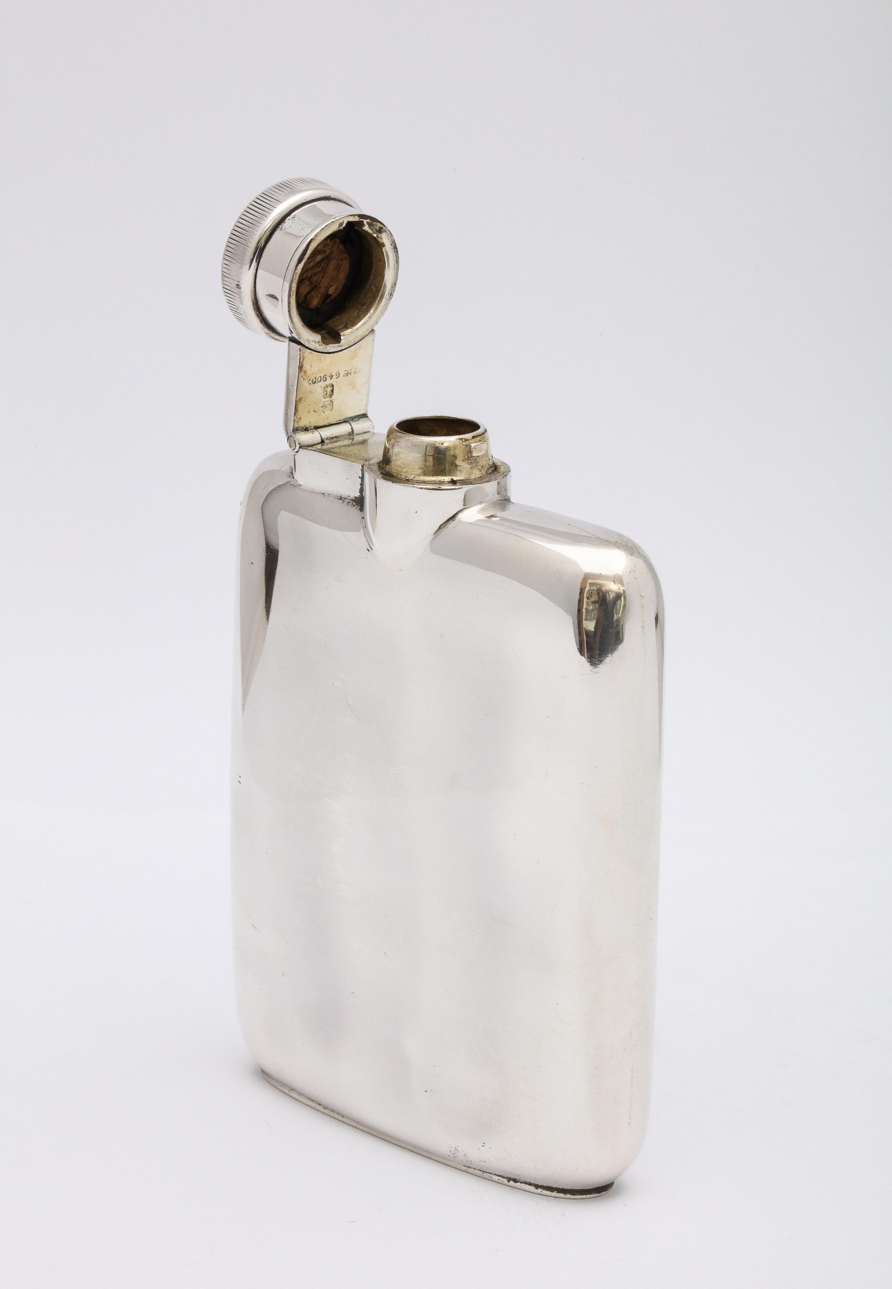 Art Deco Sterling Silver Flask with Hinged Lid 3