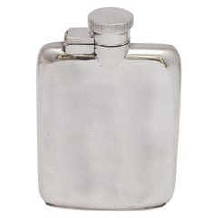 Art Deco Sterling Silver Flask with Hinged Lid
