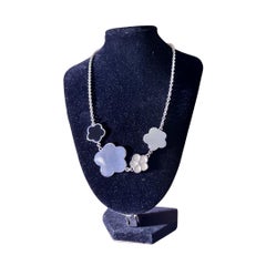 Art Deco Sterling Silver Floral Necklace by Christofle, 2000, France