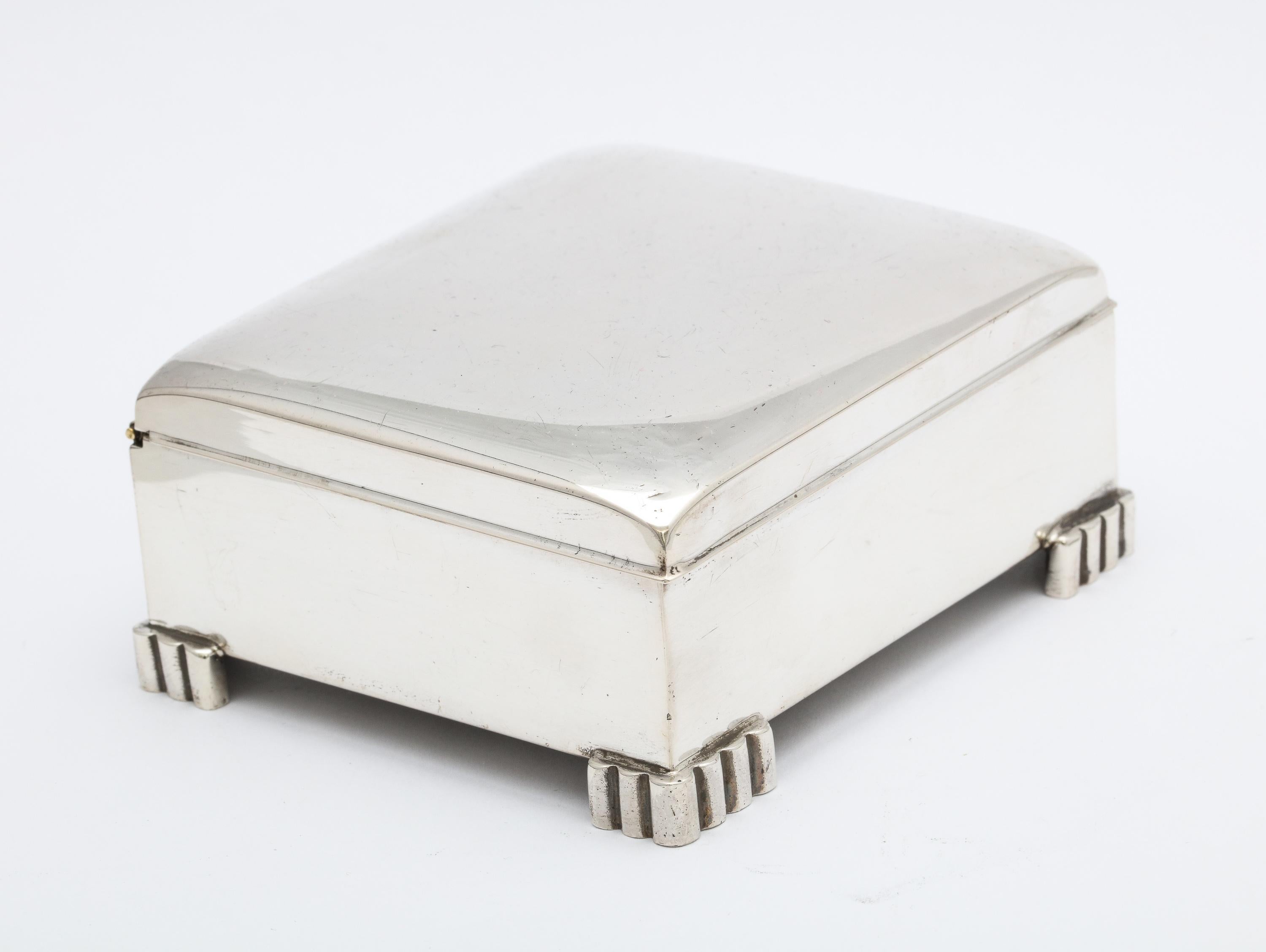 Art Deco Sterling Silver Footed Table Box With Hinged Lid 4