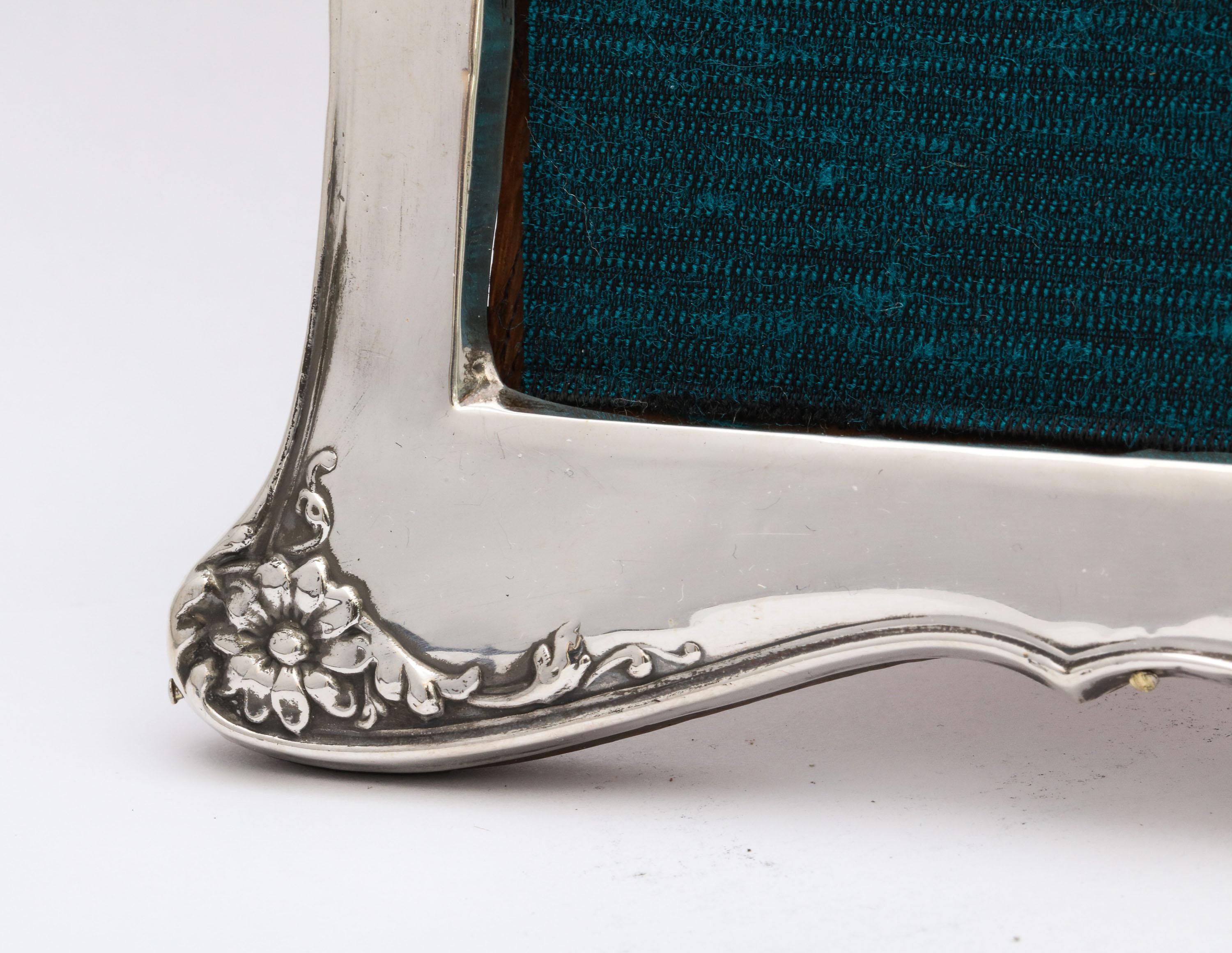 Art Deco Sterling Silver, Footed, Wood-Backed Picture Frame 1