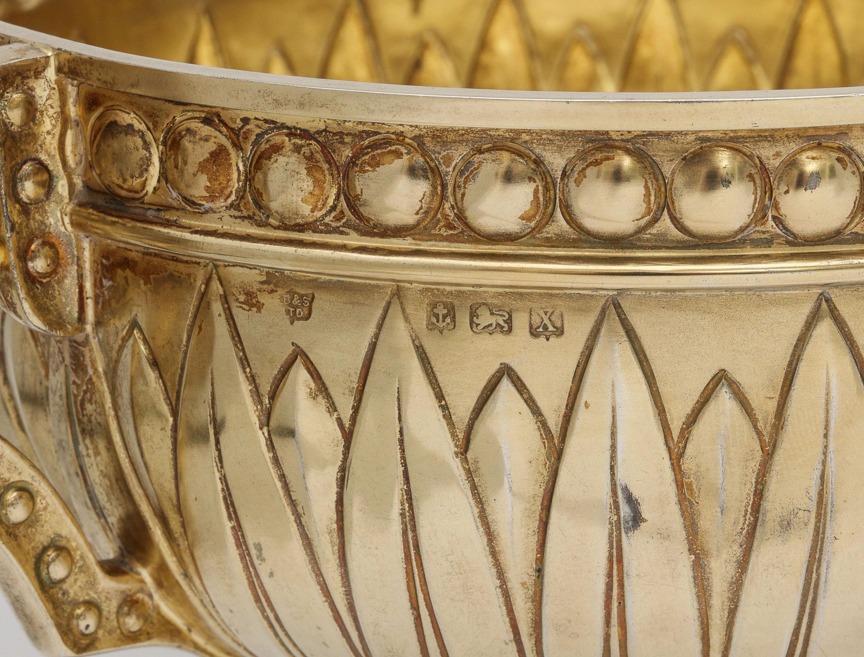 Art Deco Sterling Silver-Gilt Egyptian-Revival Two-Handled Centerpiece For Sale 4
