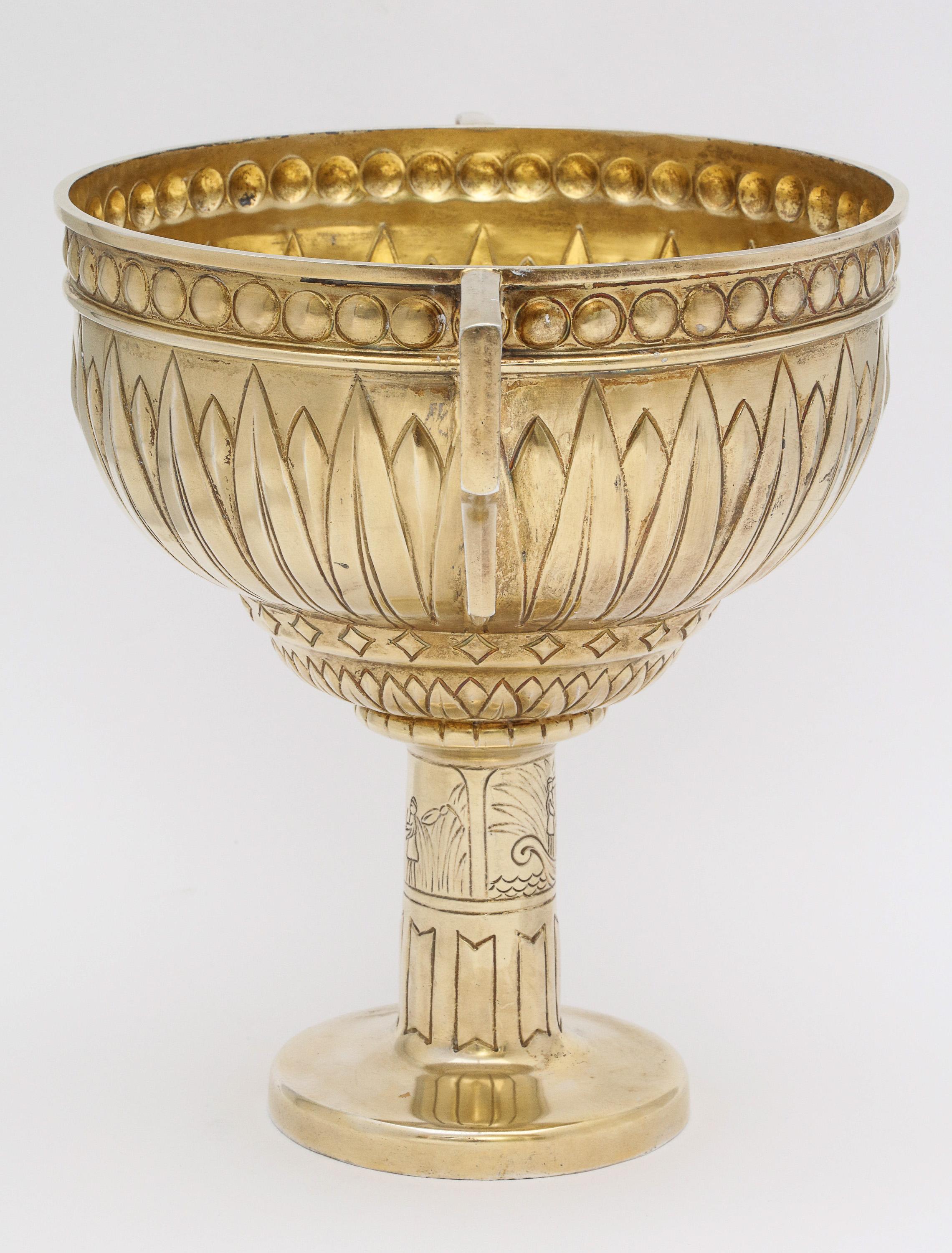 Art Deco Sterling Silver-Gilt Egyptian-Revival Two-Handled Centerpiece For Sale 8