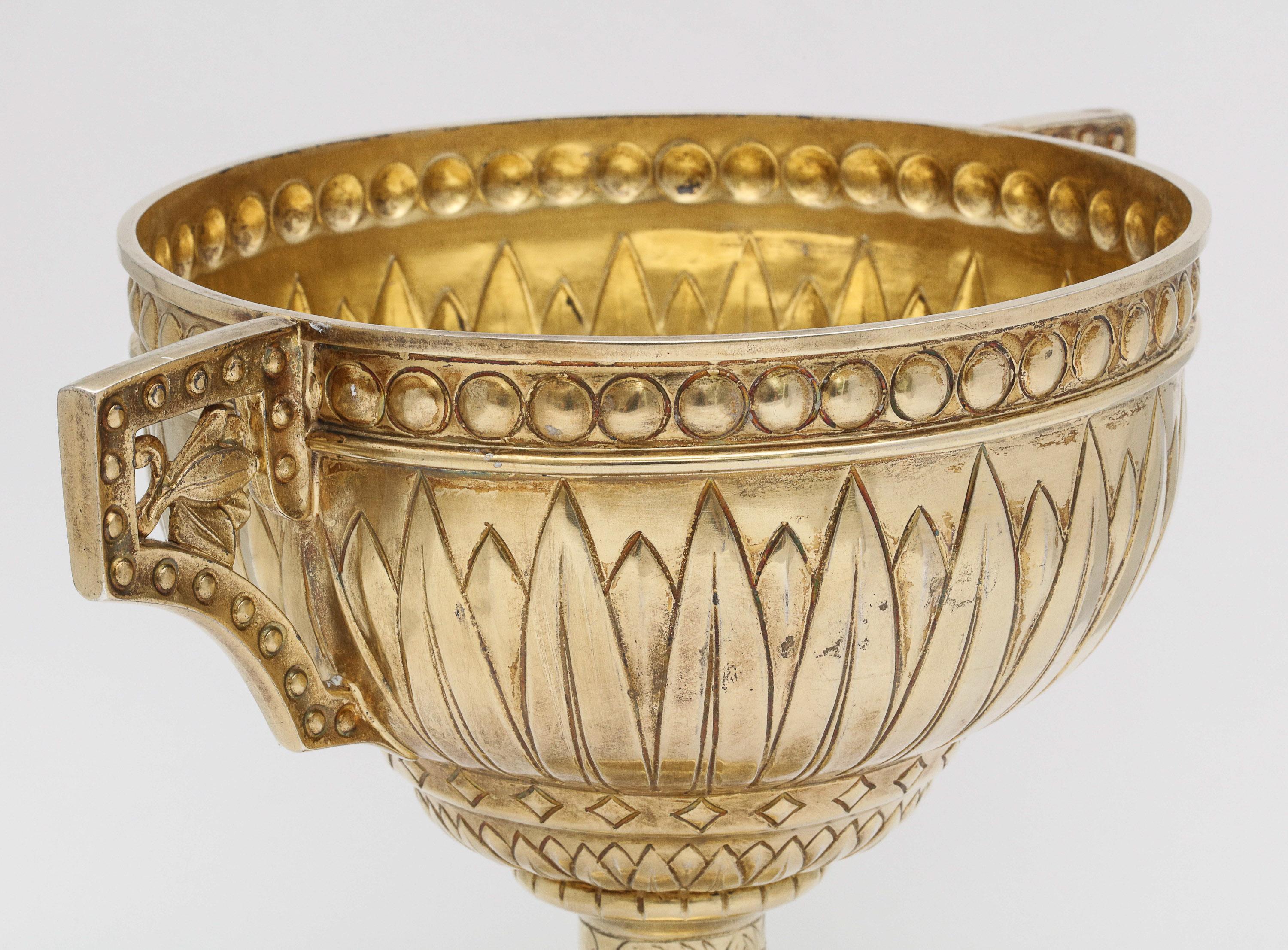 Art Deco Sterling Silver-Gilt Egyptian-Revival Two-Handled Centerpiece For Sale 9