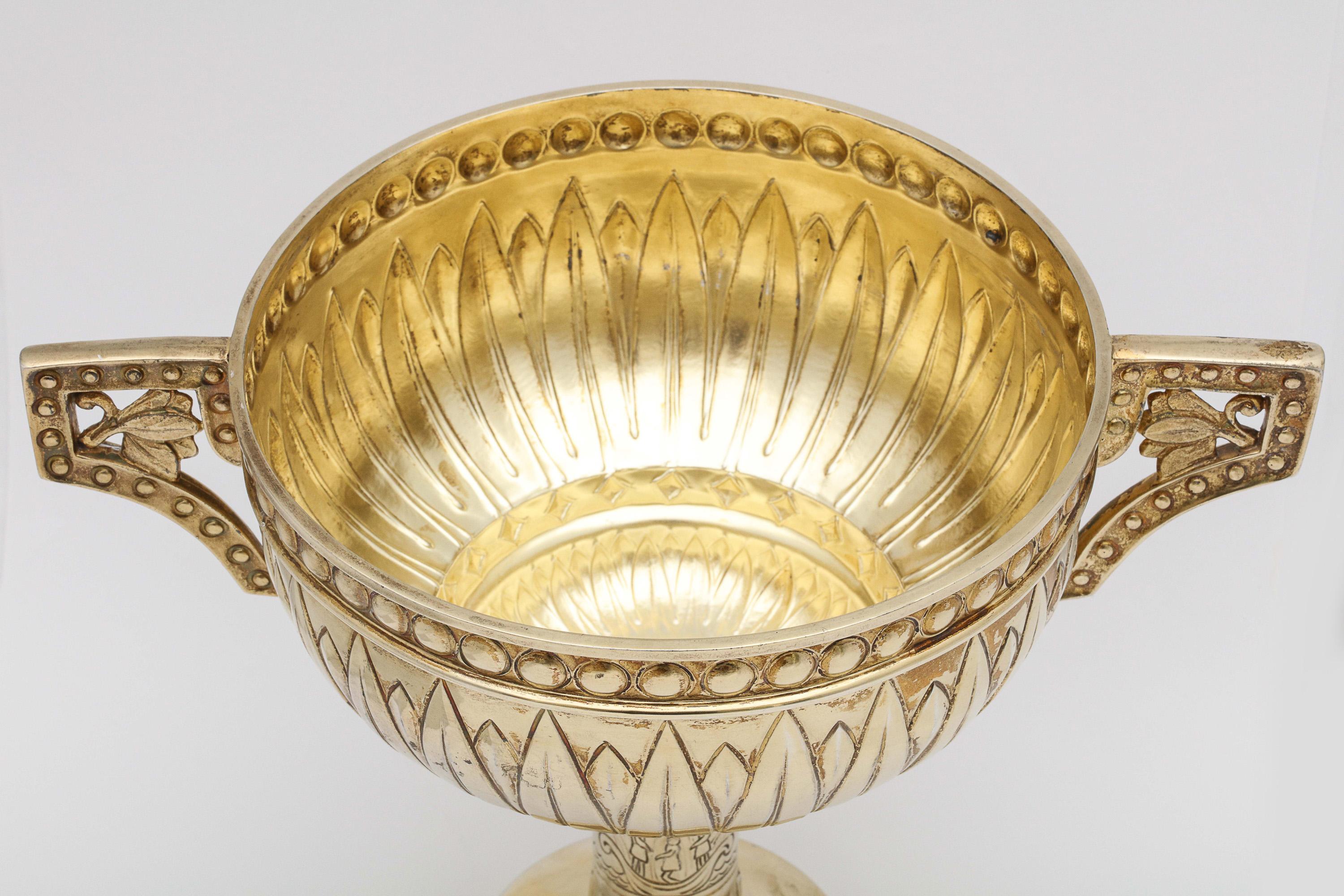 Art Deco Sterling Silver-Gilt Egyptian-Revival Two-Handled Centerpiece For Sale 11