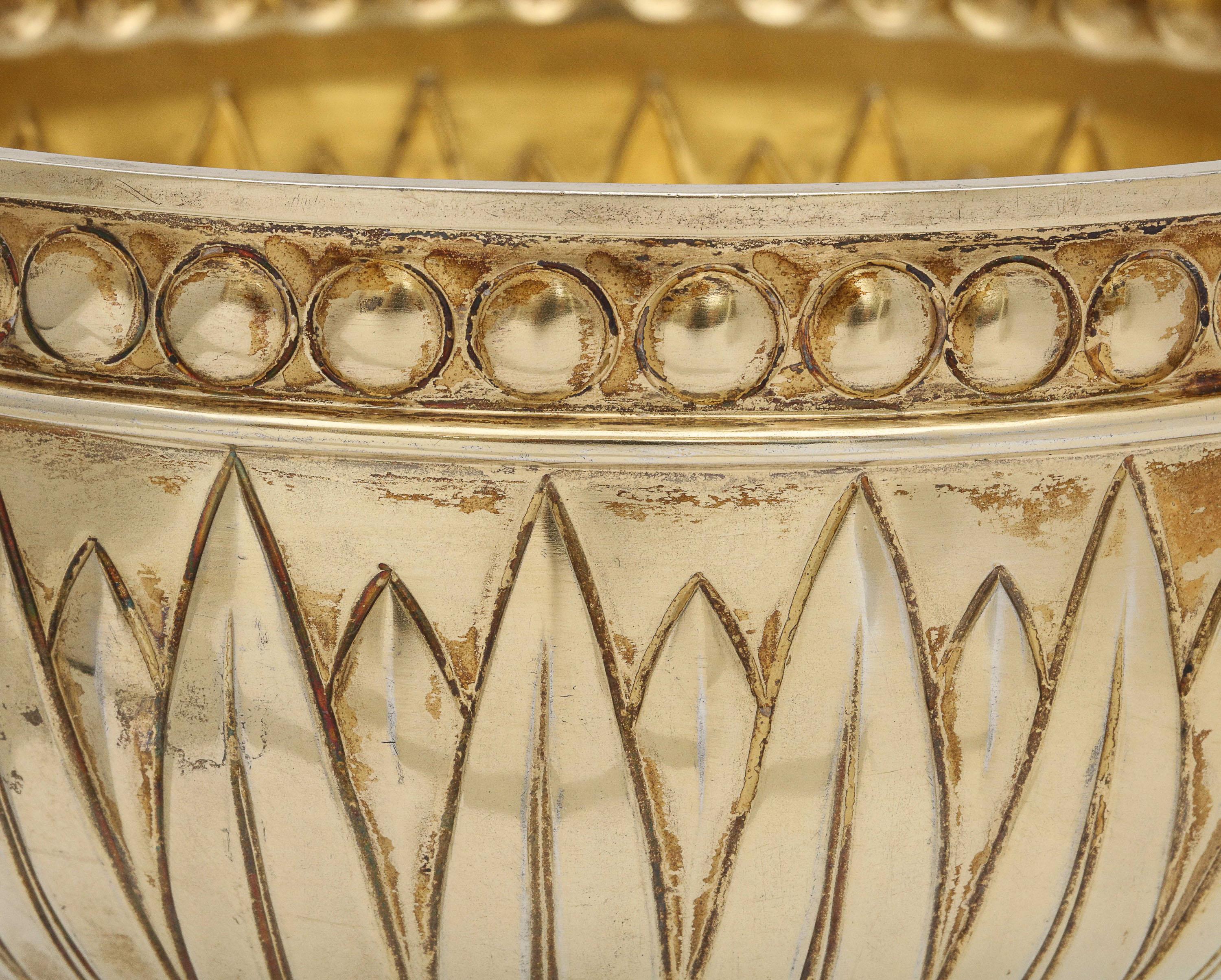 Art Deco Sterling Silver-Gilt Egyptian-Revival Two-Handled Centerpiece In Good Condition For Sale In New York, NY