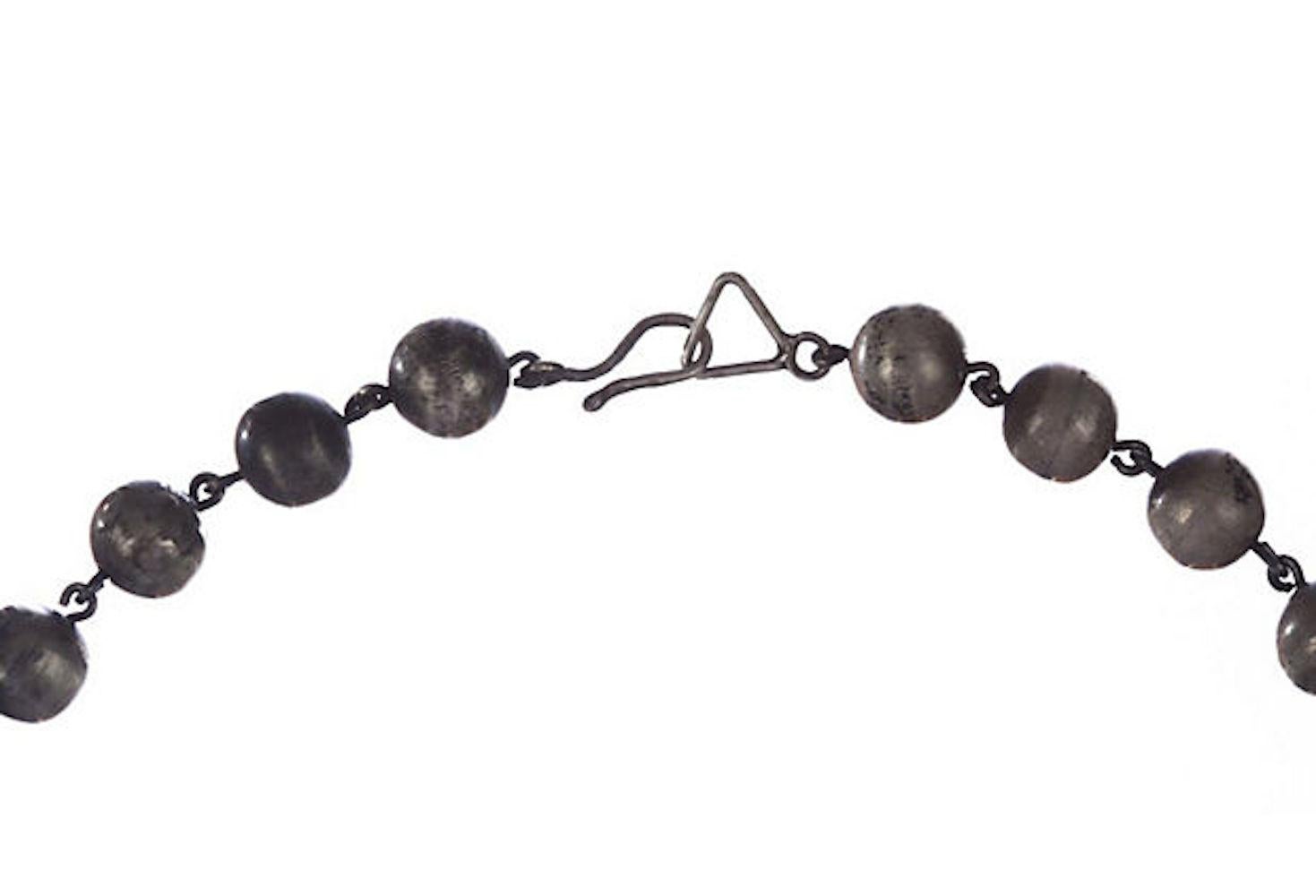 Art Deco Sterling Silver Graduated Ball Bead Necklace For Sale 1