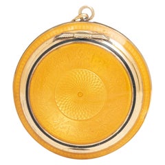 Art Deco Sterling Silver & Guilloché Enamel Compact
