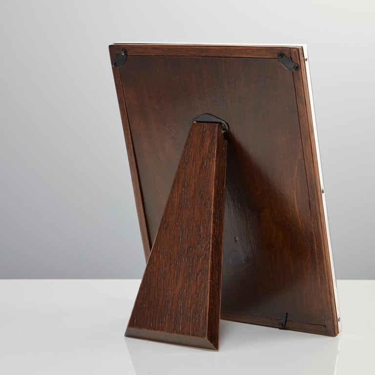 Art Deco Sterling Silver Guilloche Enamel Picture Frame Sanders and