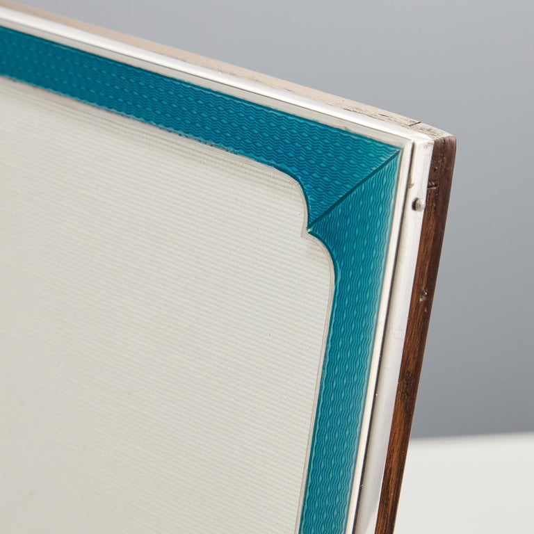Art Deco Sterling Silver Guilloche Enamel Picture Frame Sanders and