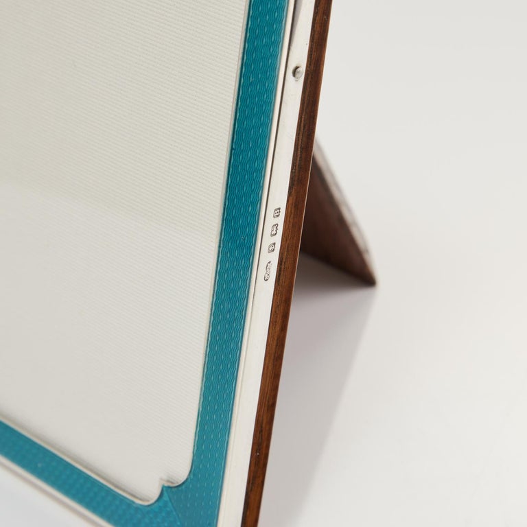 Art Deco Sterling Silver Guilloche Enamel Picture Frame Sanders and