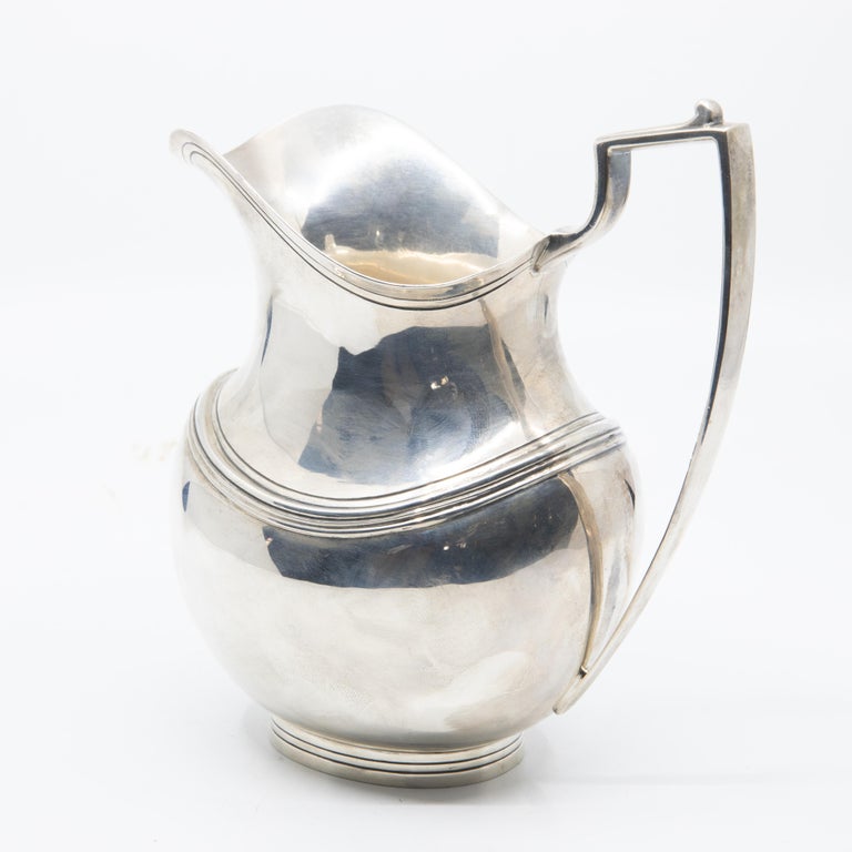 Art Deco Sterling Silver Handmade Tea Set with Rosewood Handles For