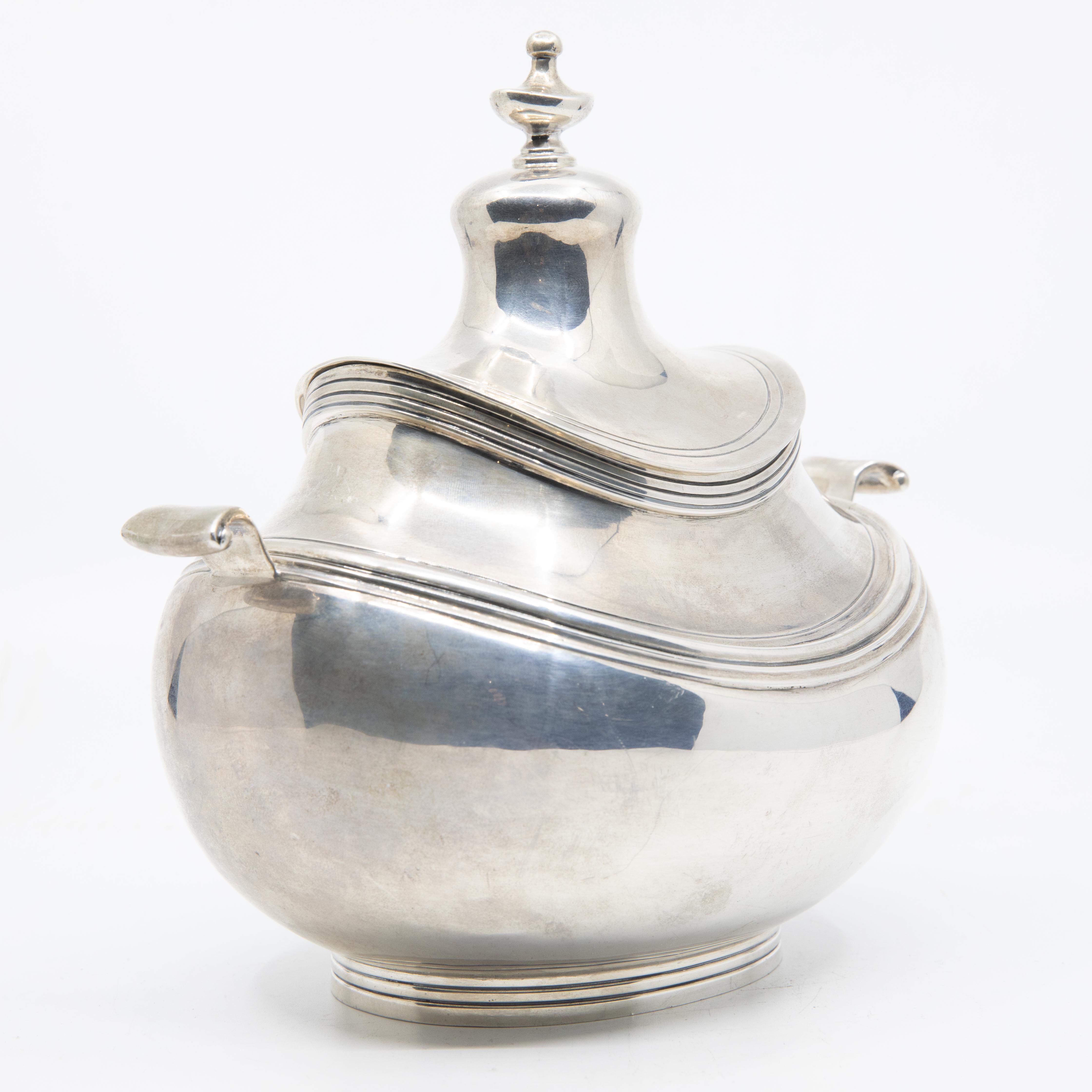 Art Deco Sterling Silver Handmade Tea Set with Rosewood Handles 16