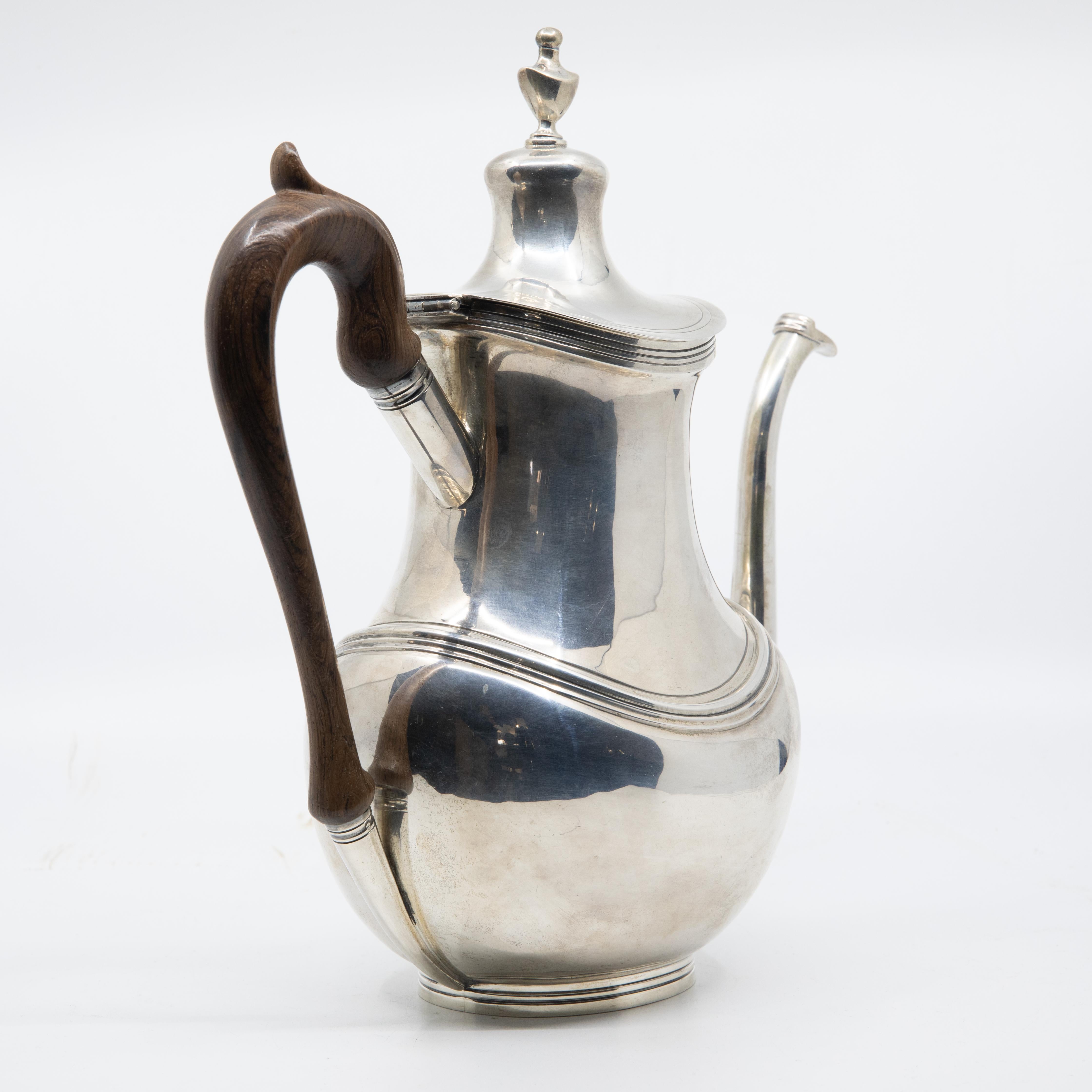 Art Deco Sterling Silver Handmade Tea Set with Rosewood Handles 2