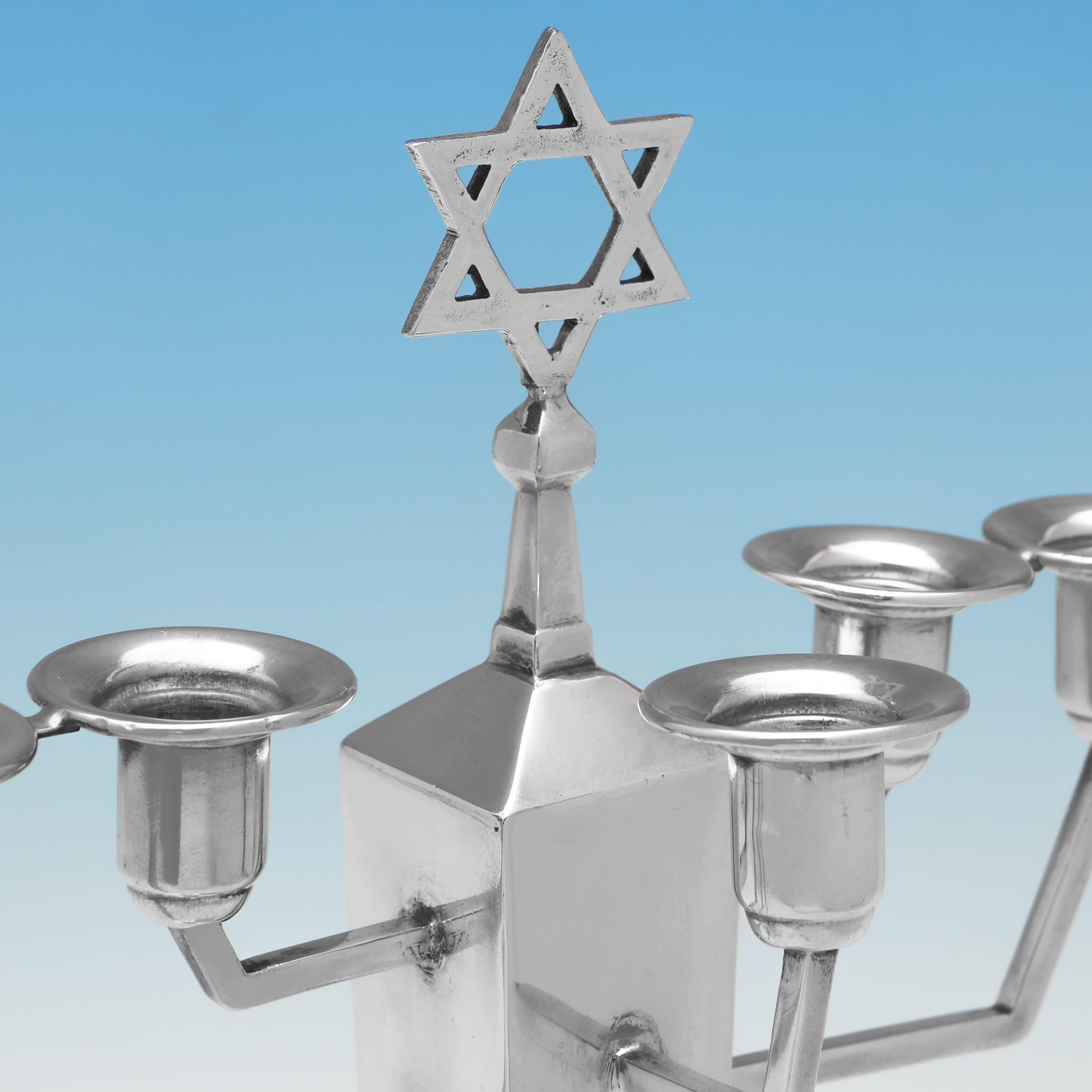 Art Deco Art deco sterling silver Hanukkah Menorah or Hunukkiah made in 1938 For Sale