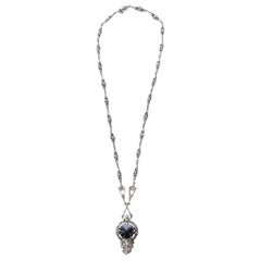 Collier Art déco en argent sterling, hématite et Marcasite