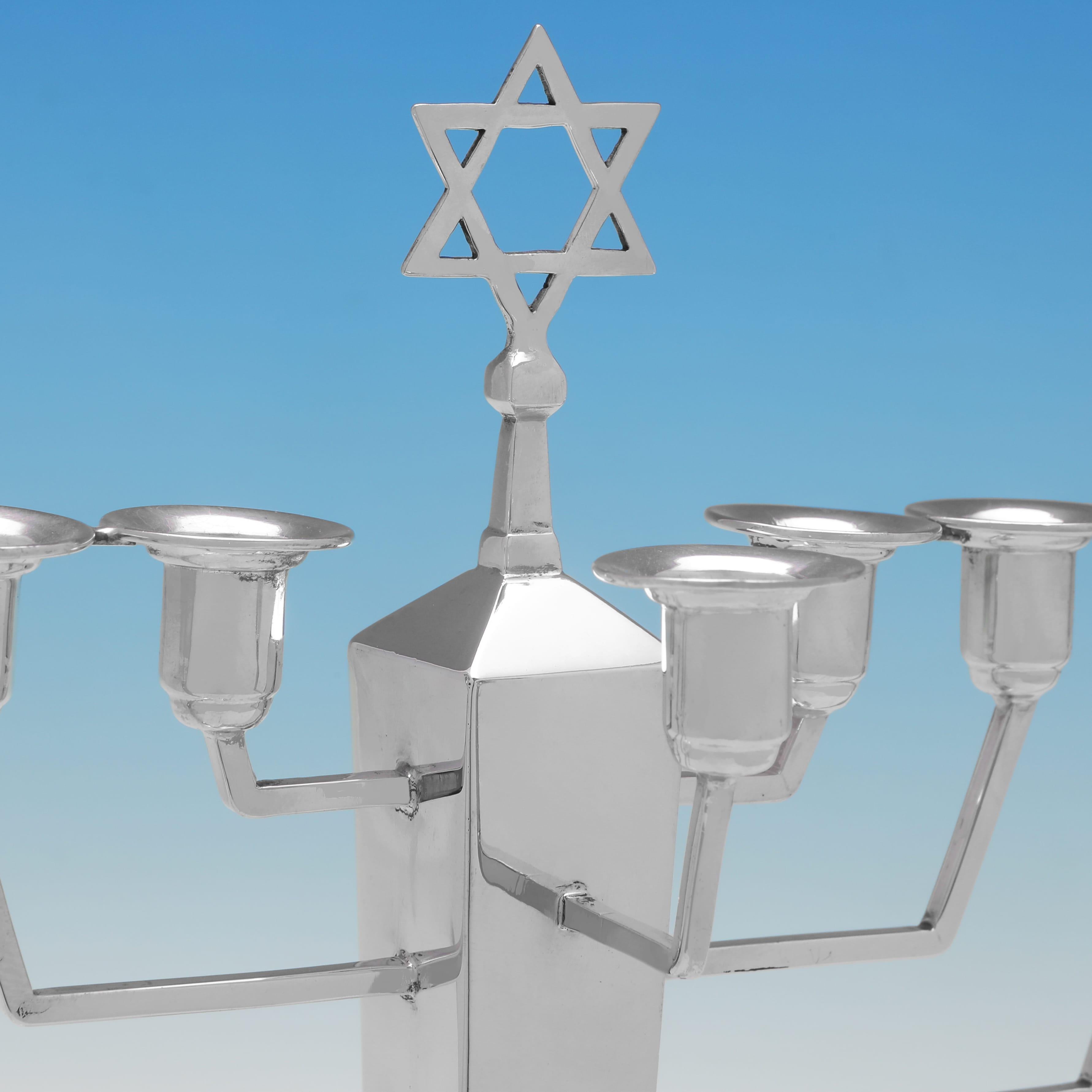 Art Deco Art deco sterling silver Hanukkah Menorah or Hanukkiah made in 1939