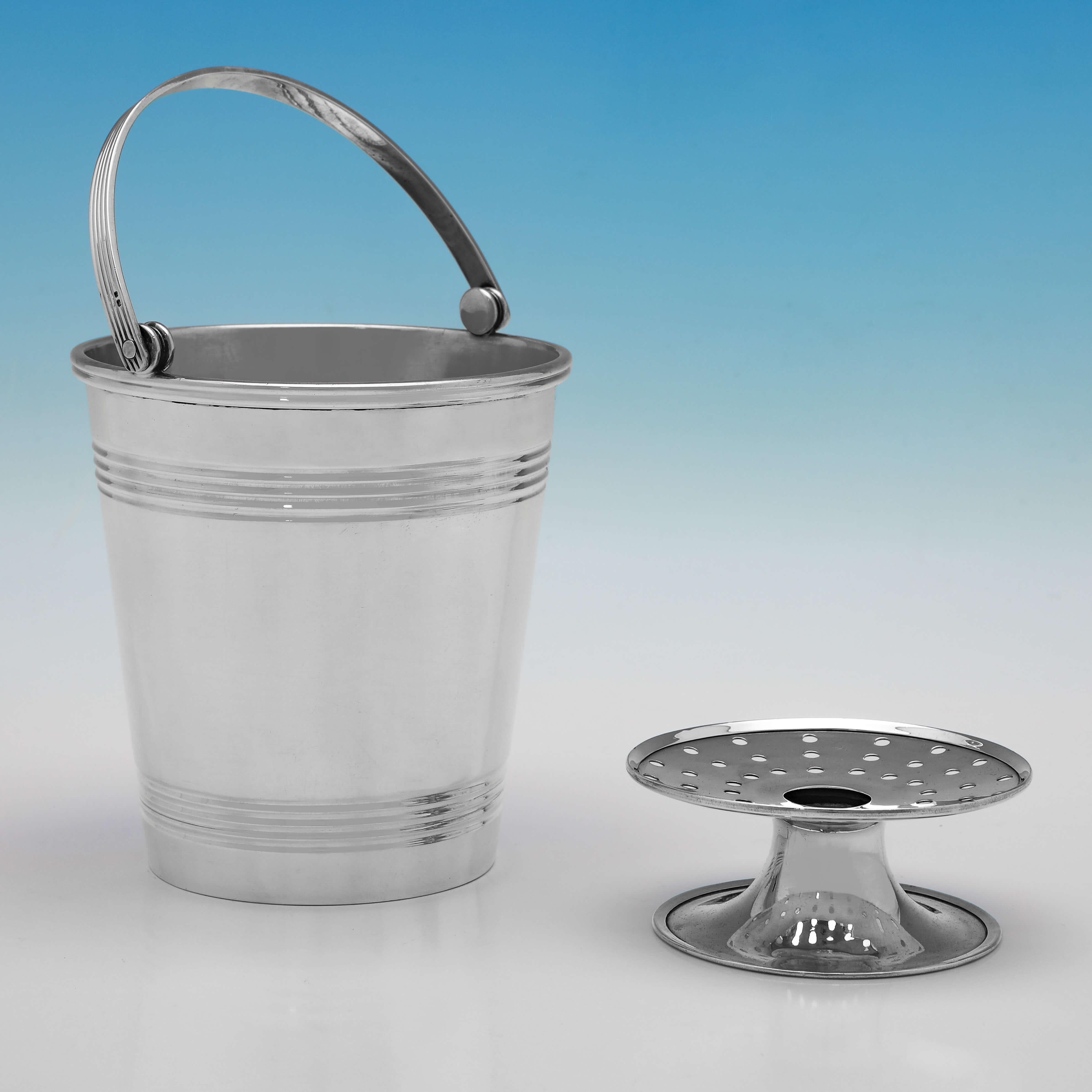 English Art Deco Sterling Silver Ice Bucket - London 1937 For Sale