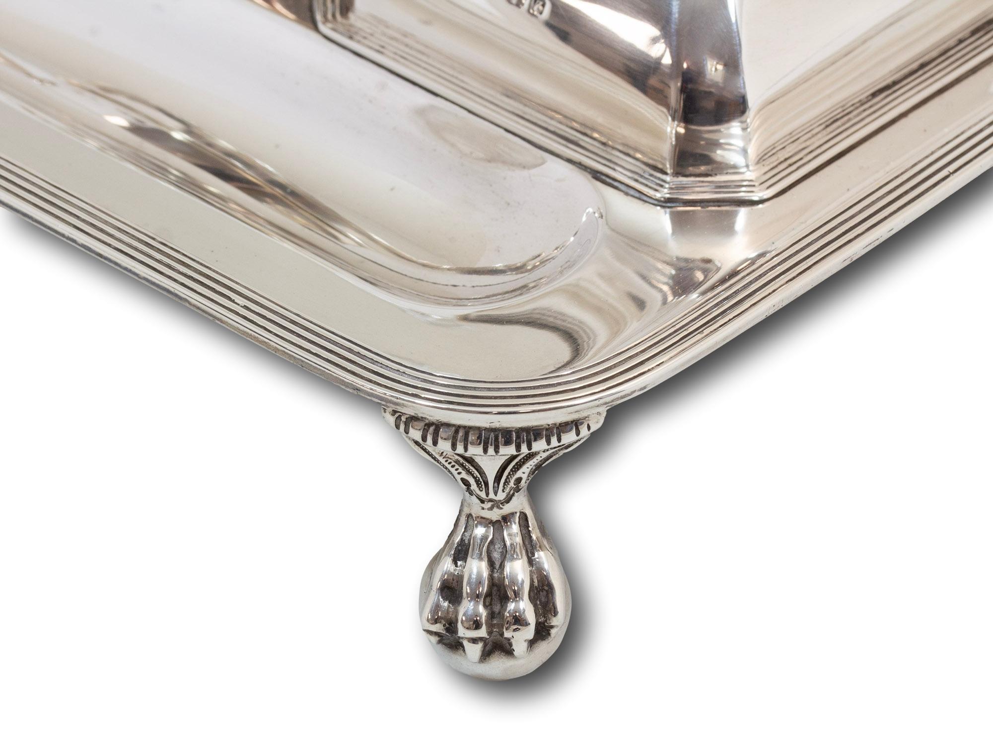 Art Deco Sterling Silver Ink Stand, Watch and Inkwells John Grinsell & Sons For Sale 3