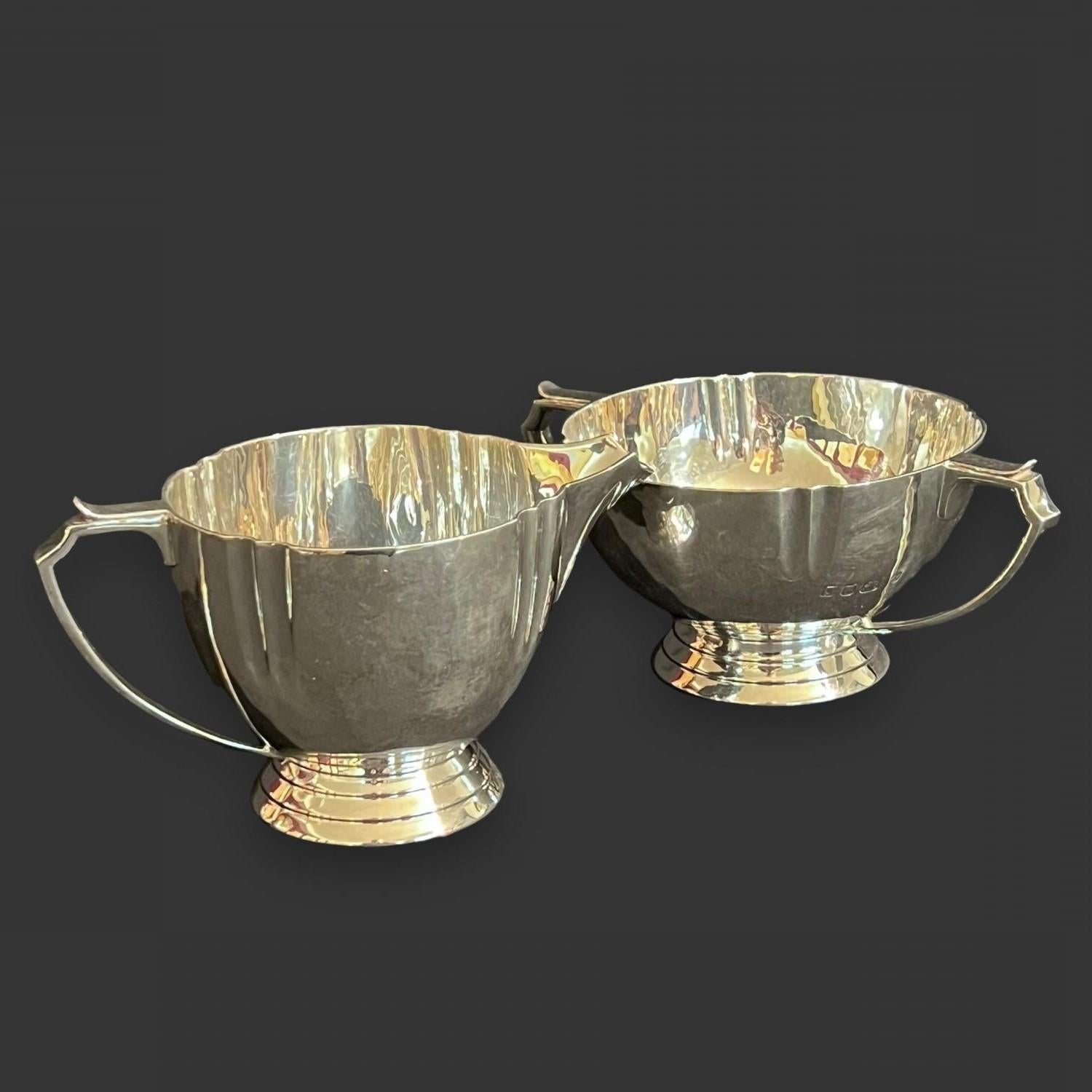 Art Deco Sterling Silver & Ivory Tea & Coffee Service & Tray By Ed For Sale 5