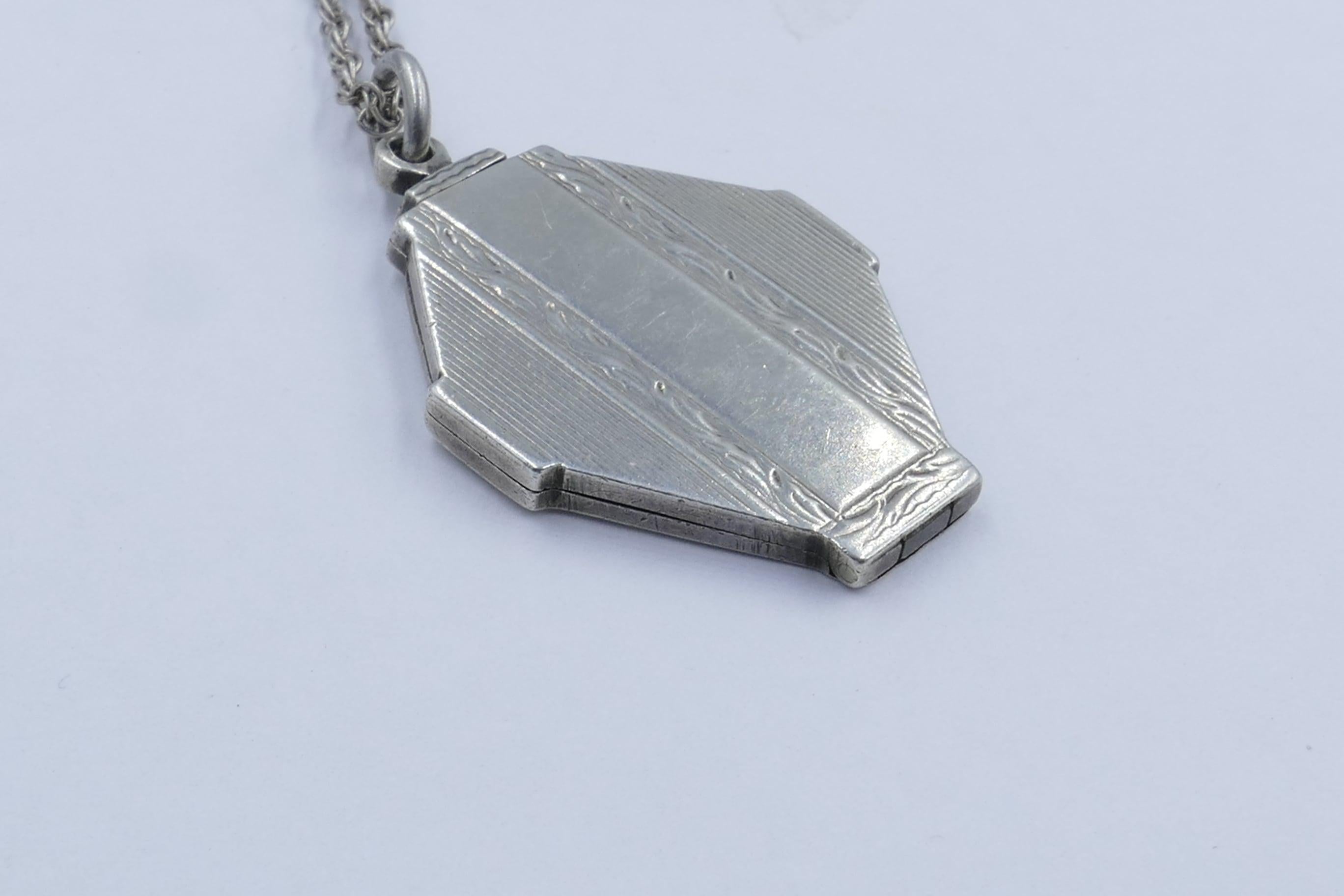 art deco silver locket