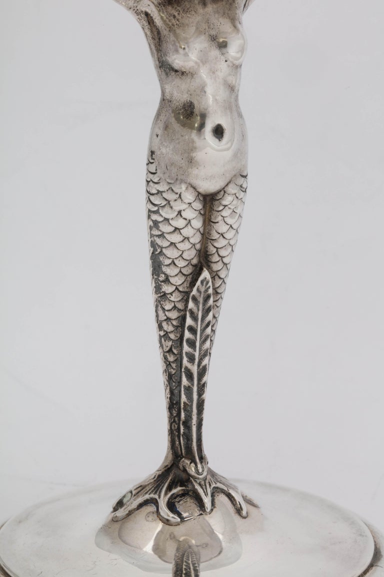 Art Deco Sterling Silver Mermaid Figural Tazza For Sale 5