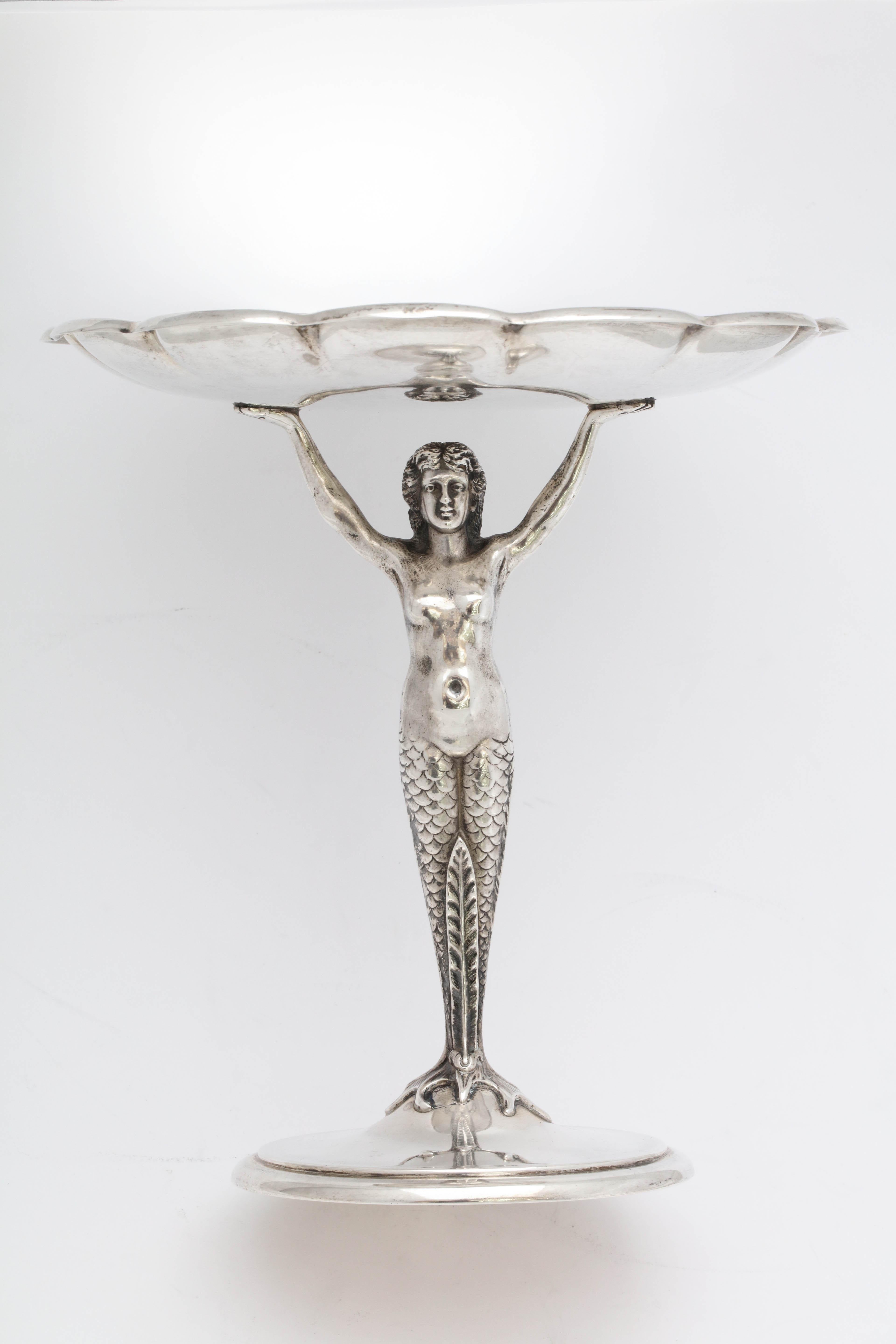 Art Deco Sterling Silver Mermaid Figural Tazza 10