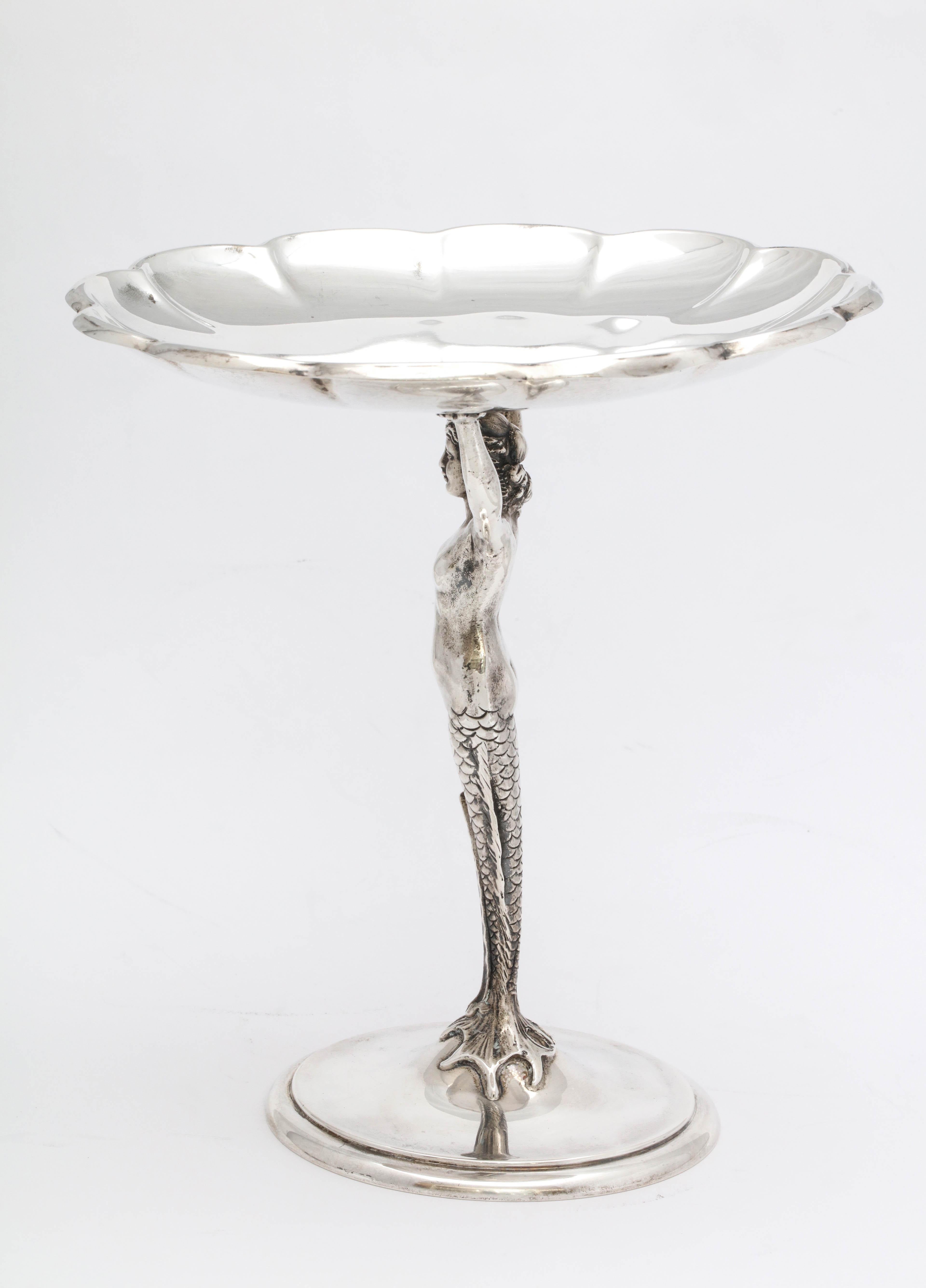 Art Deco Sterling Silver Mermaid Figural Tazza In Good Condition In New York, NY