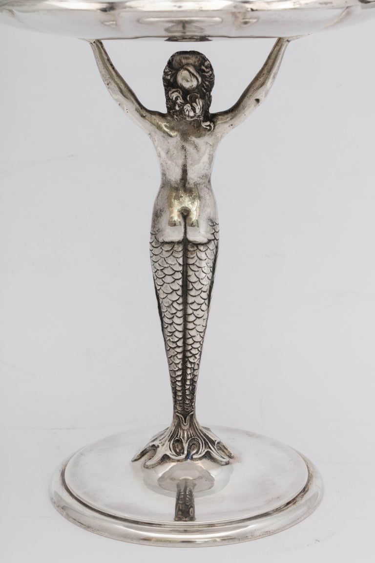 Art Deco Sterling Silver Mermaid Figural Tazza For Sale 1