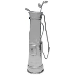 Art Deco Sterling Silver Model of a Golf Bag & 3 Golf Clubs - Golf Trophy 1926