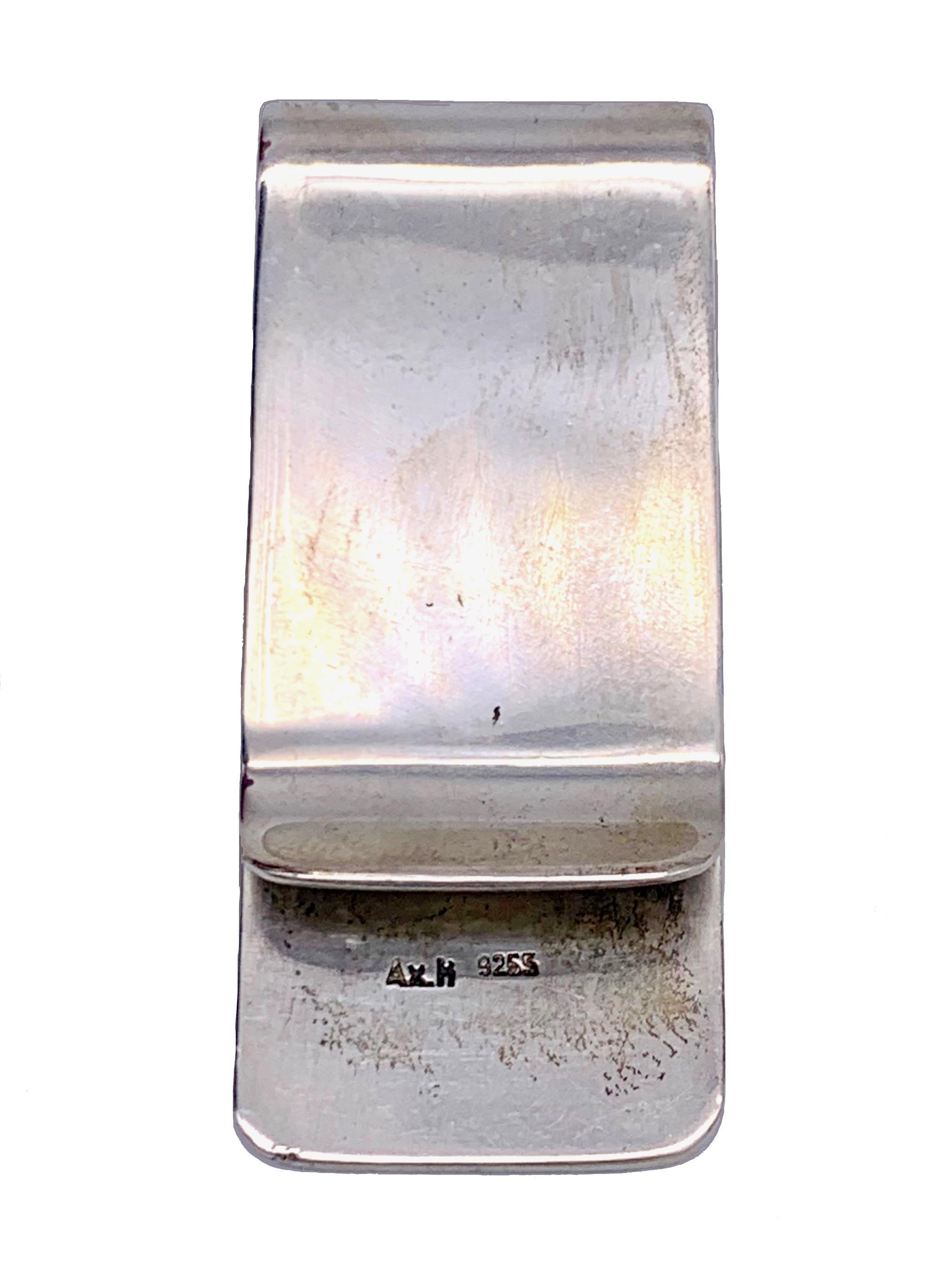 Art Decó Pinza para billetes de plata de ley Grabado con motivo de diamantes en Bueno estado para la venta en Munich, Bavaria