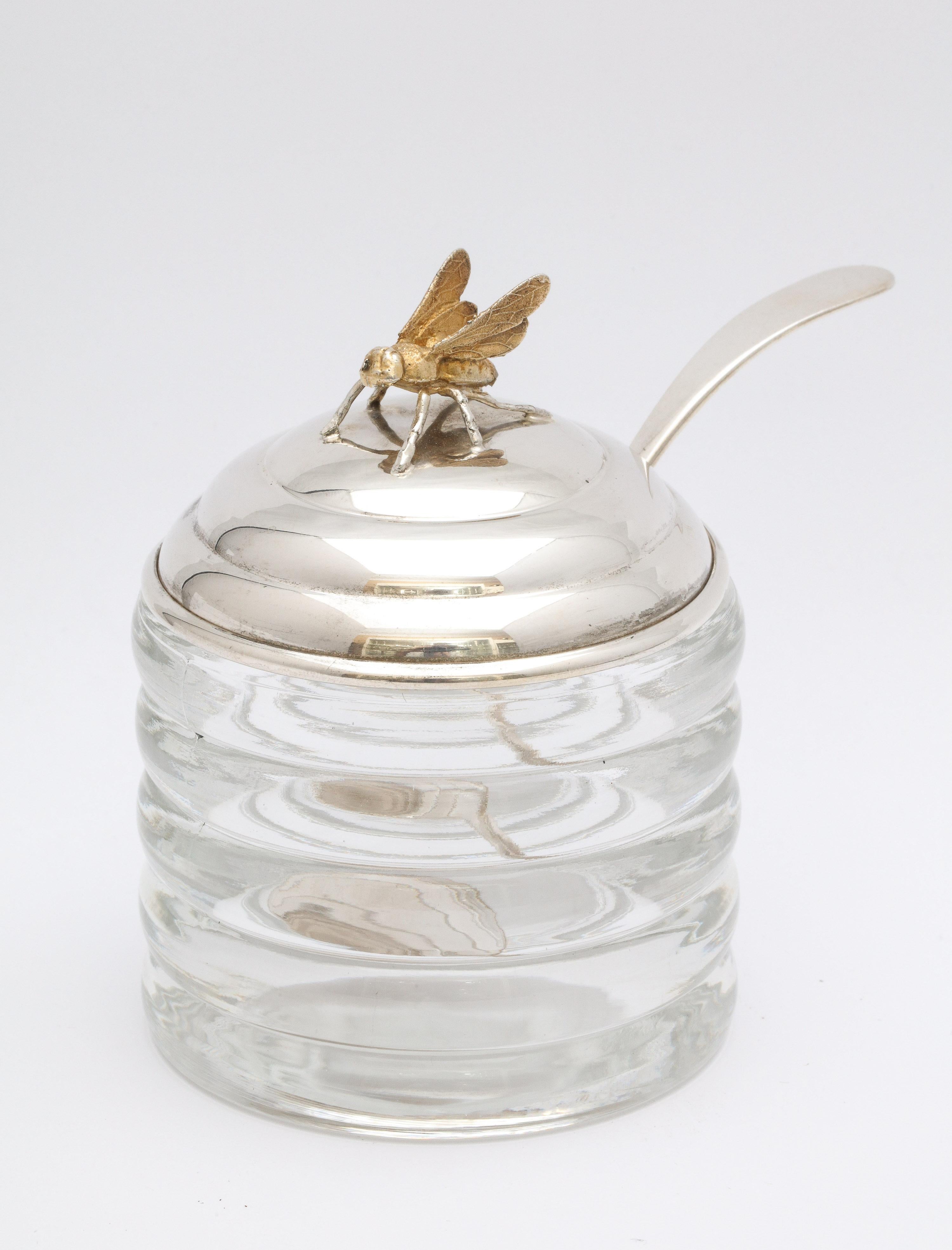 Art Deco Sterling Silver-Mounted Beehive-Form Honey Jar 3