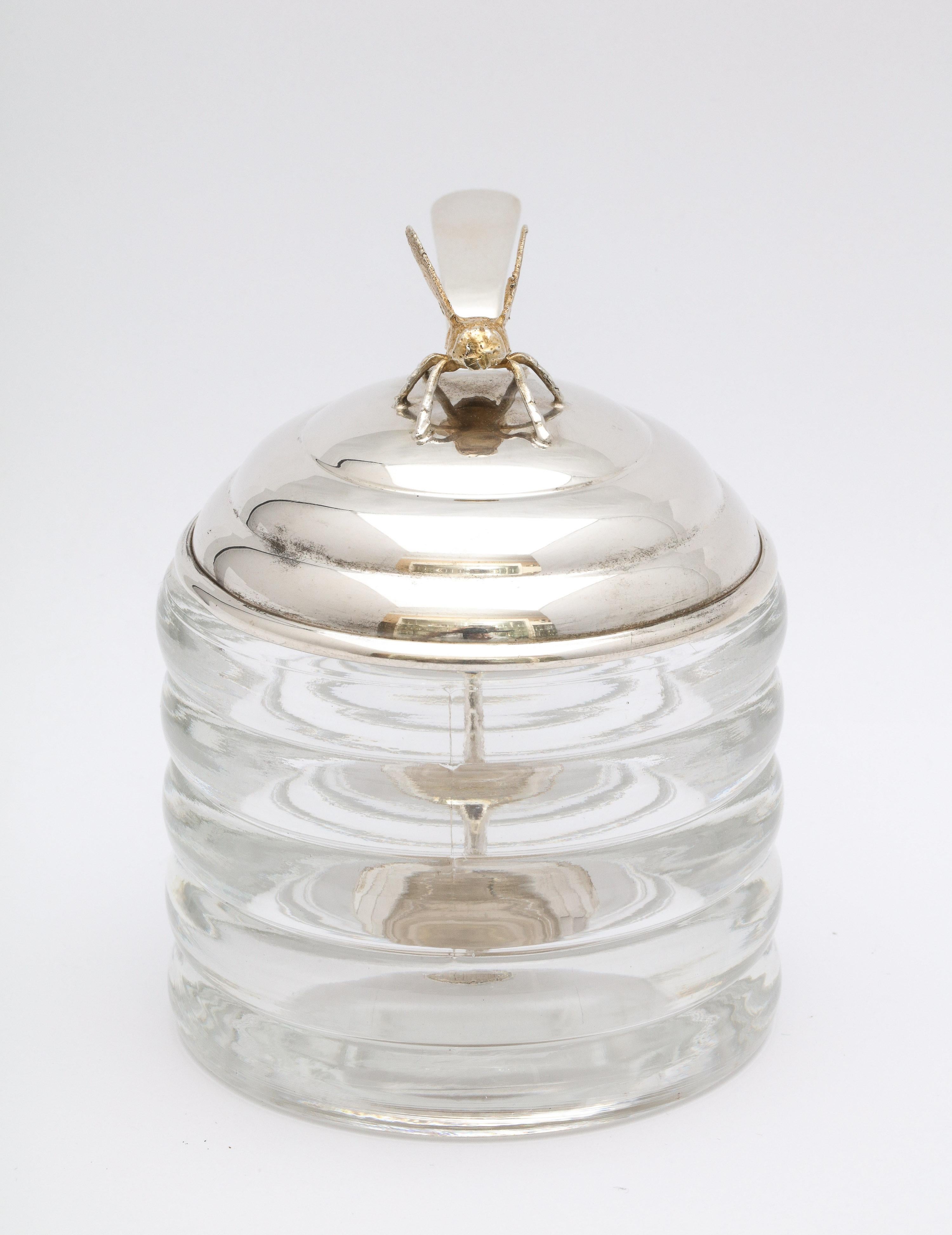 Art Deco Sterling Silver-Mounted Beehive-Form Honey Jar 4