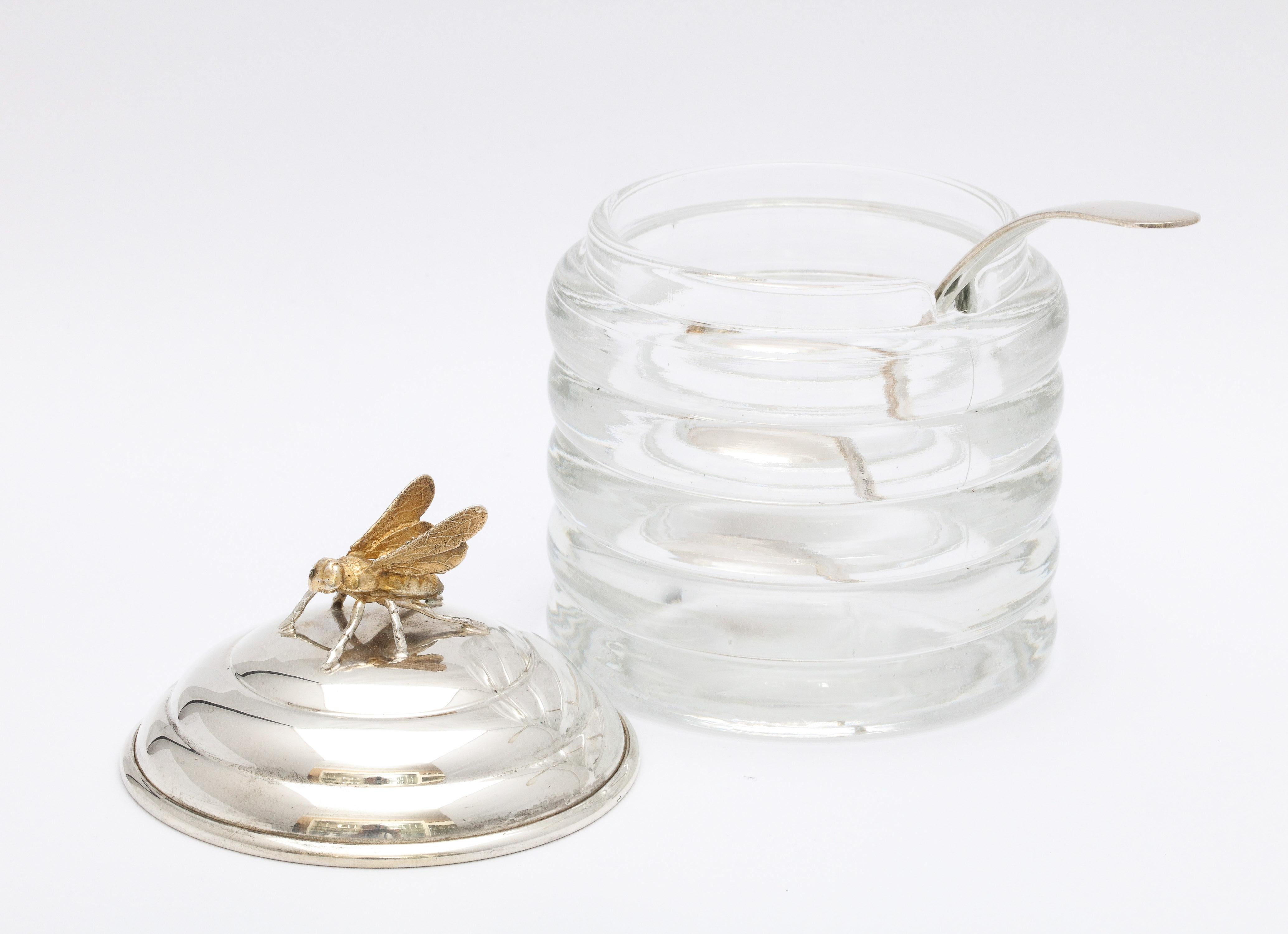 Art Deco Sterling Silver-Mounted Beehive-Form Honey Jar 5