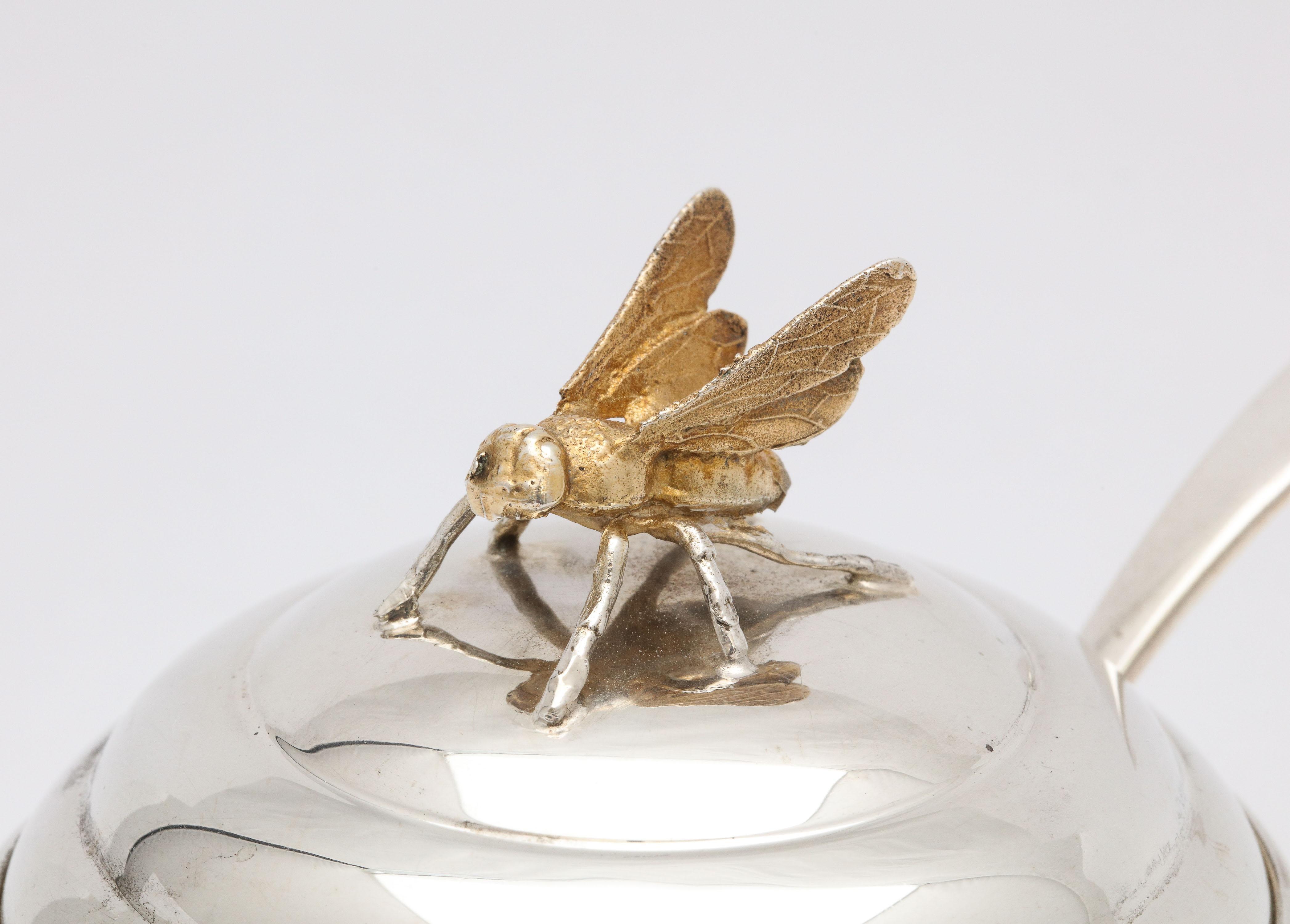Art Deco Sterling Silver-Mounted Beehive-Form Honey Jar 2