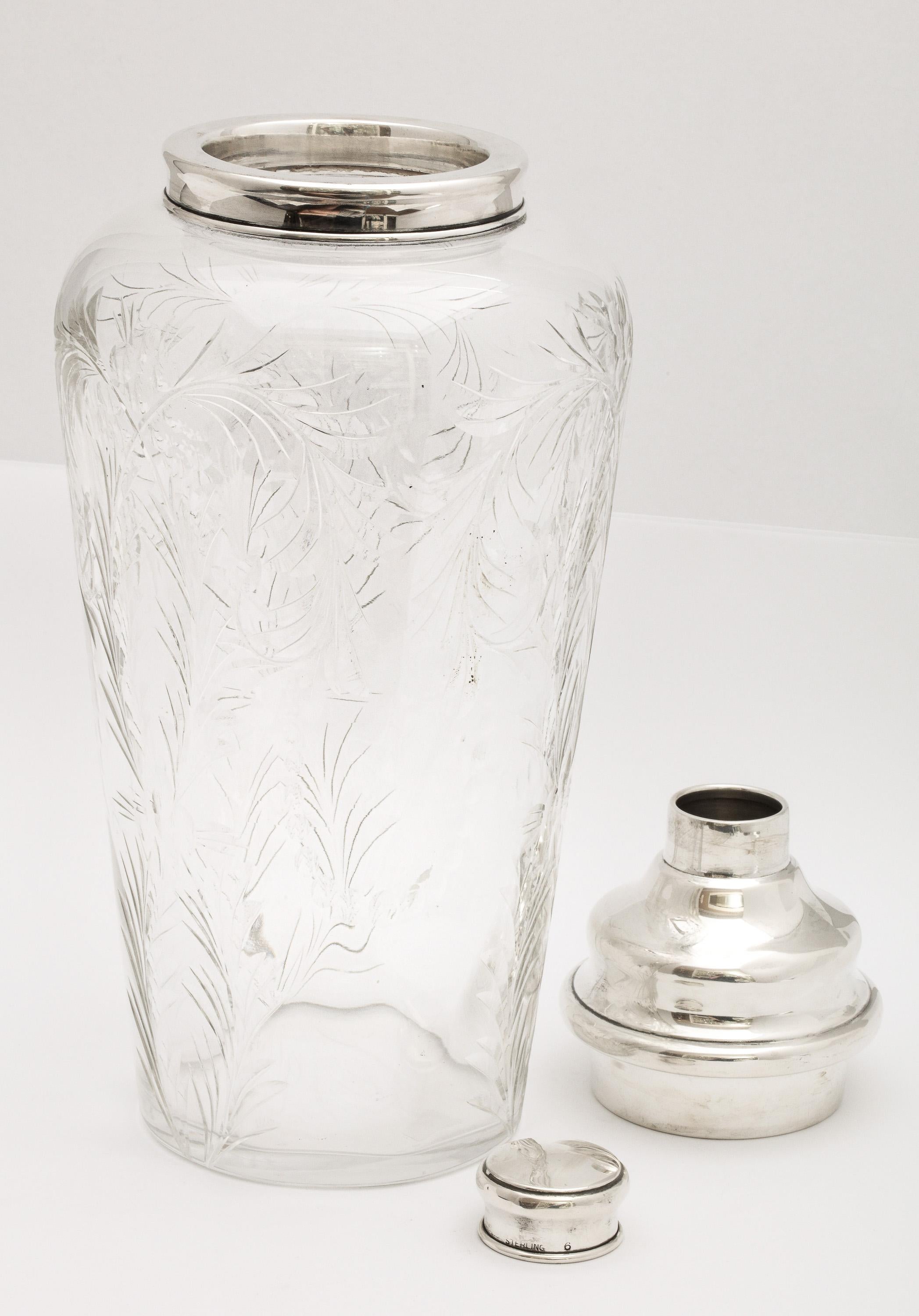 Art Deco Sterling Silver-Mounted Cocktail Shaker by Hawkes 4