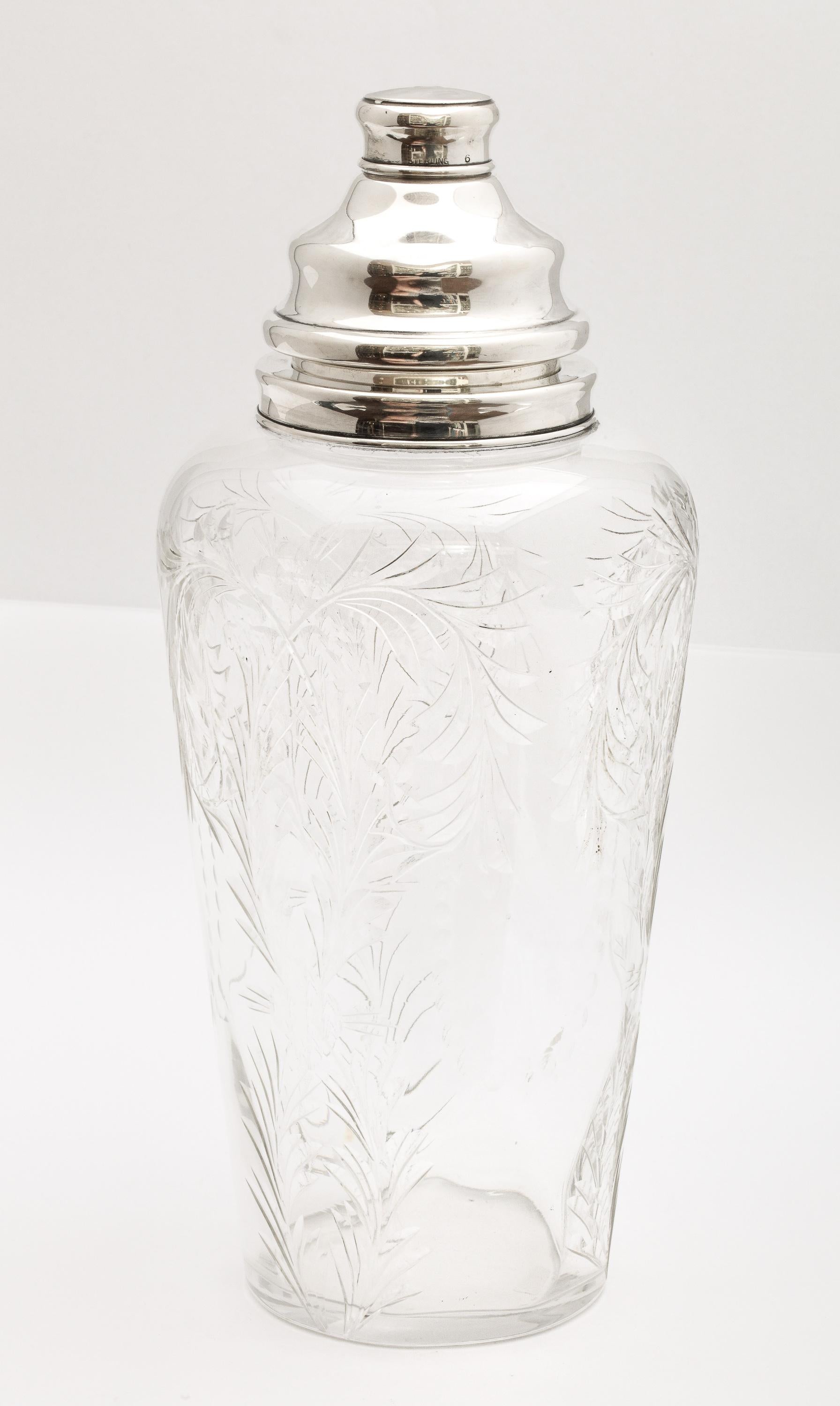 Art Deco Sterling Silver-Mounted Cocktail Shaker by Hawkes 1