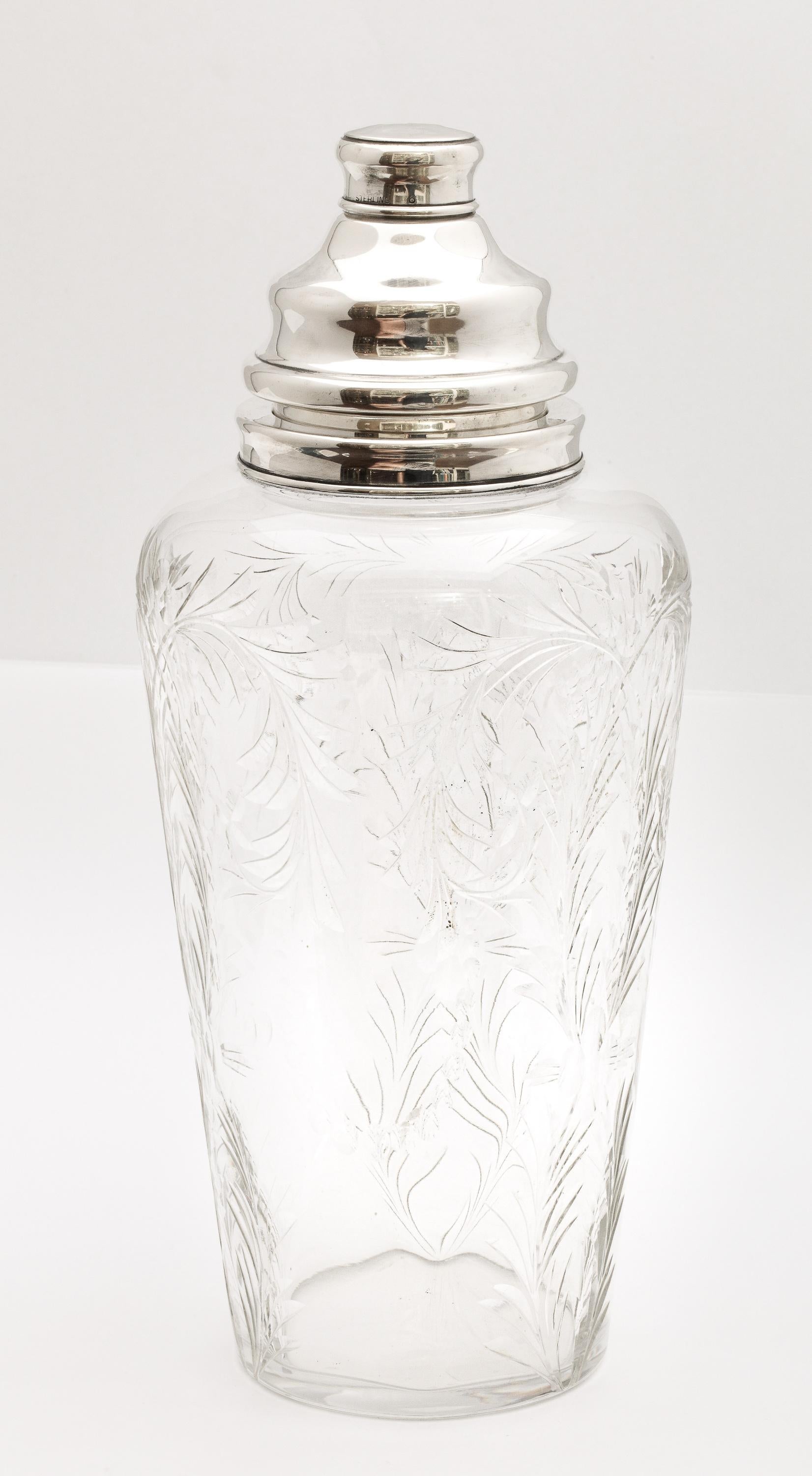 Art Deco Sterling Silver-Mounted Cocktail Shaker by Hawkes 2