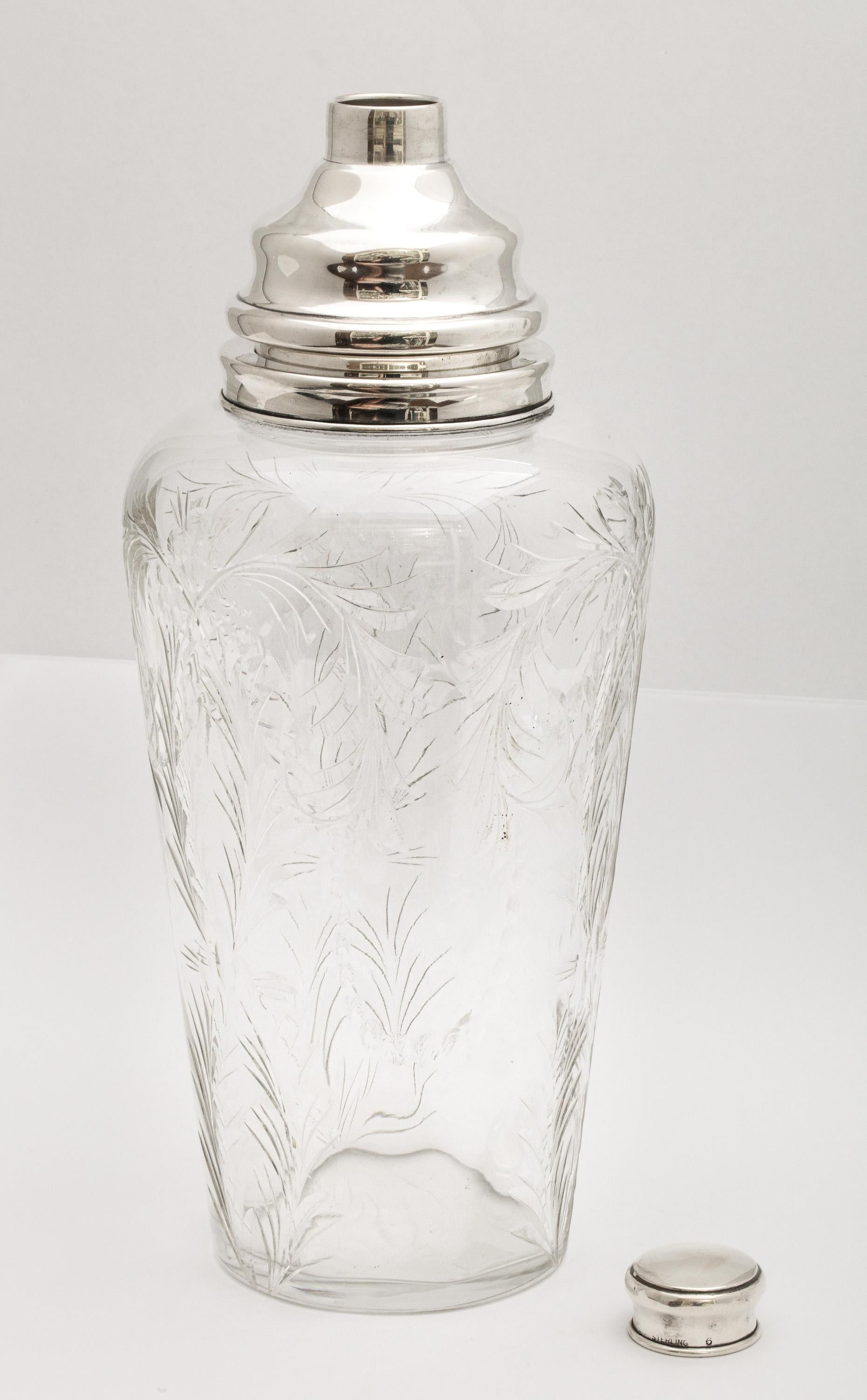 Art Deco Sterling Silver-Mounted Cocktail Shaker by Hawkes 3