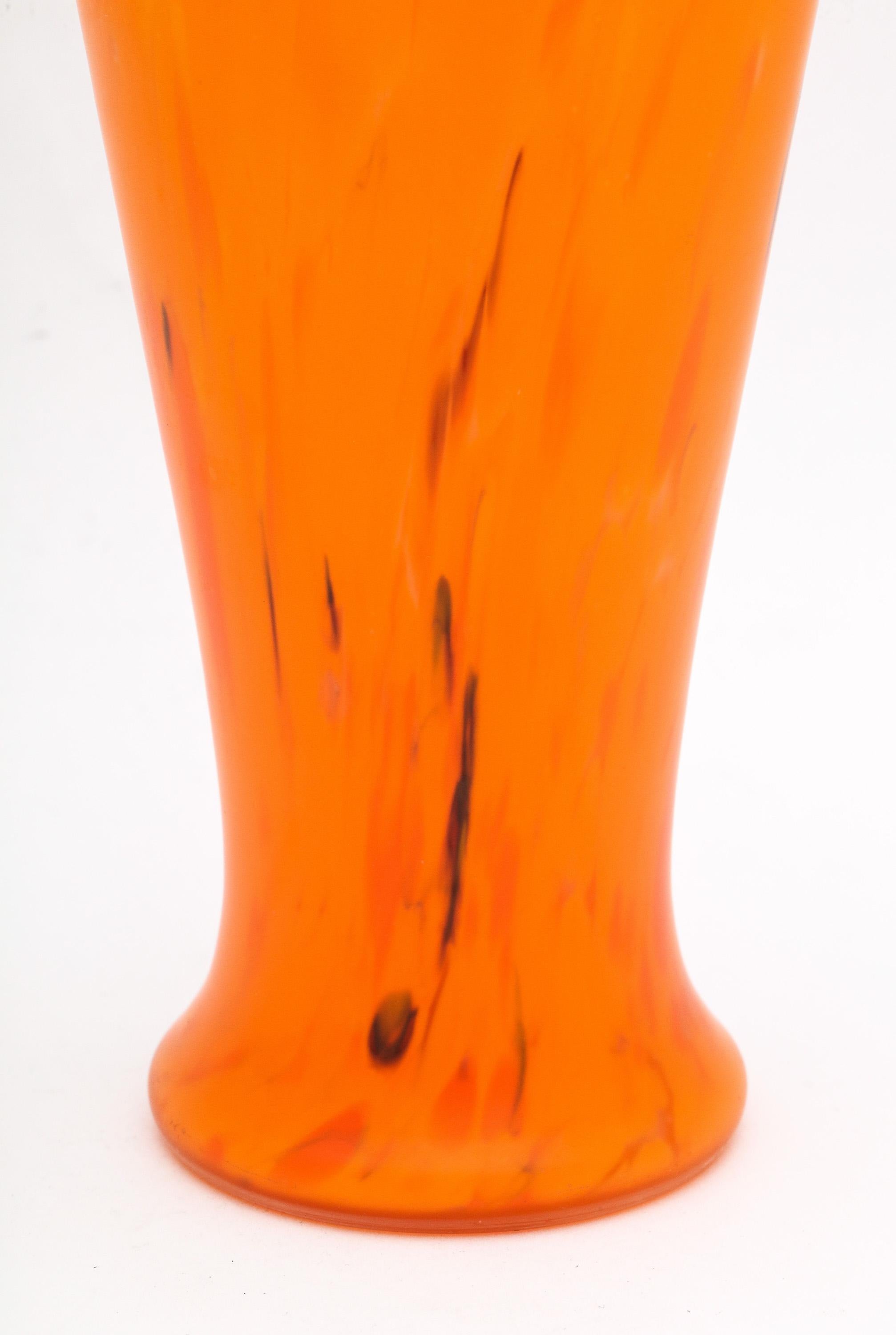 Art Deco Sterling Silver-Mounted Orange Art Glass Bud Vase 6