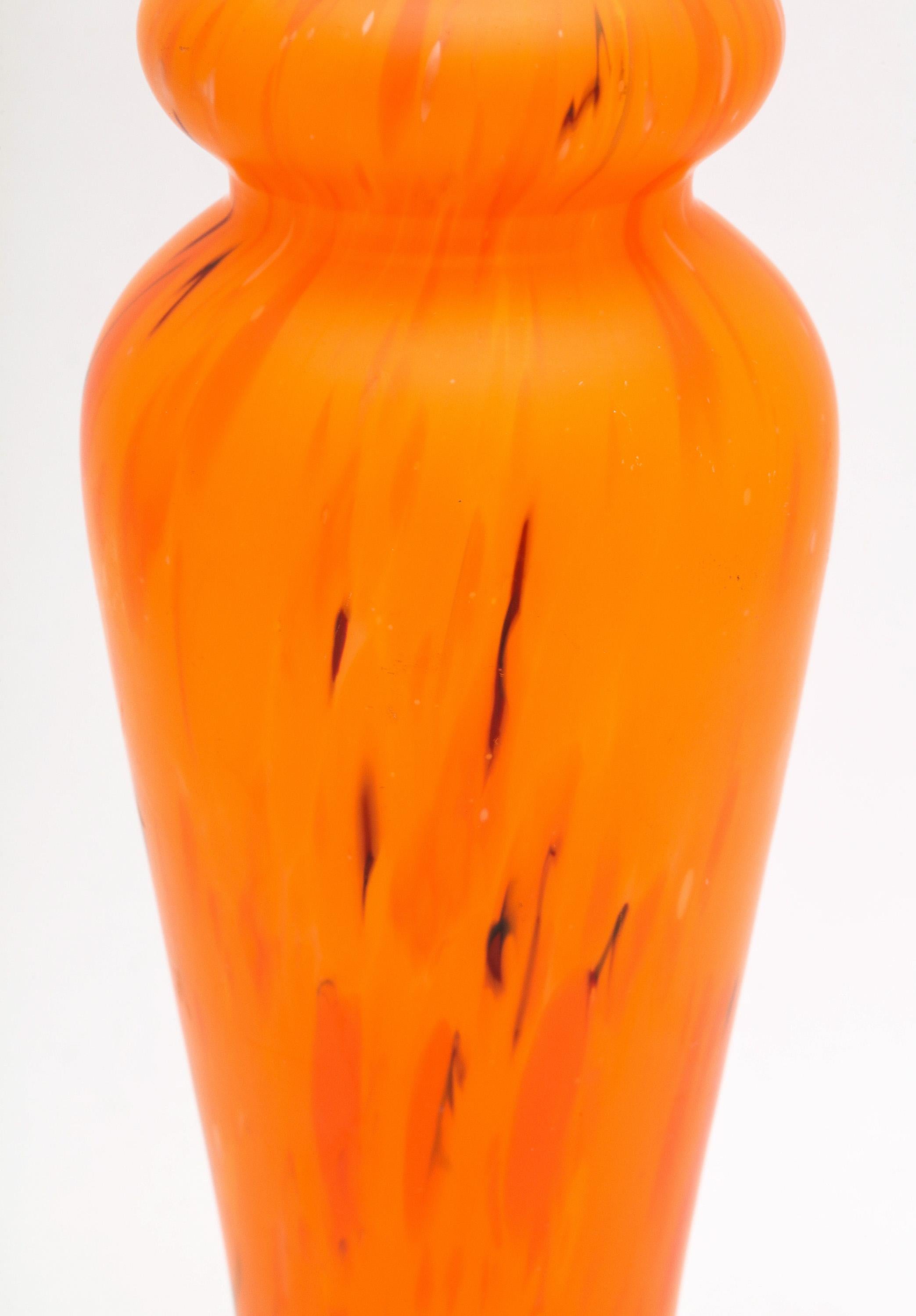 Art Deco Sterling Silver-Mounted Orange Art Glass Bud Vase 7
