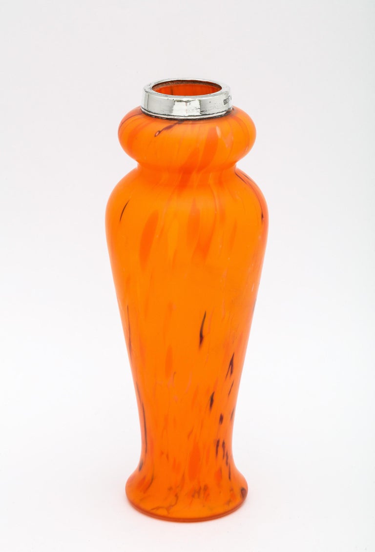 Art Deco Sterling SilverMounted Orange Art Glass Bud Vase at 1stDibs