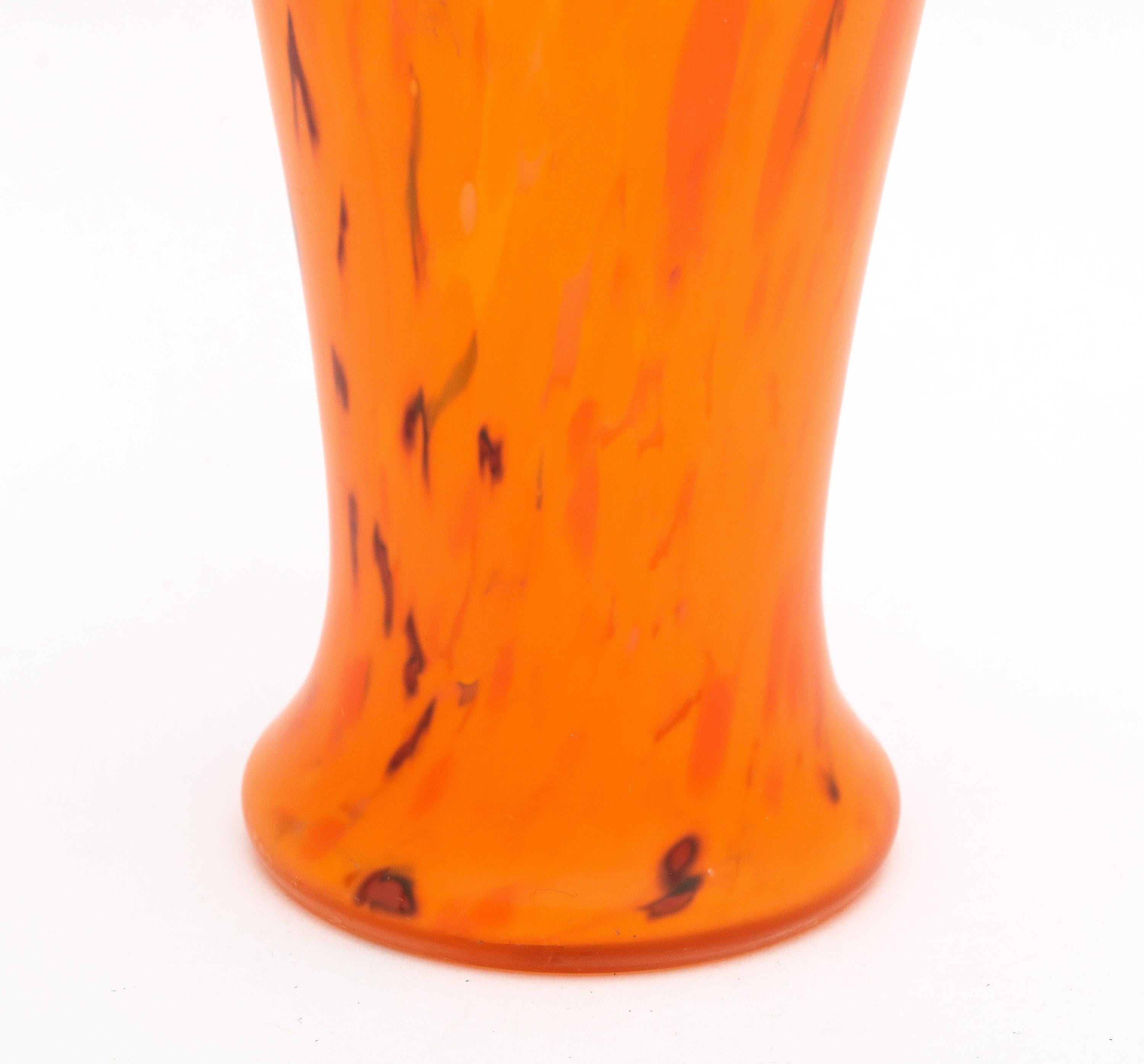 Art Deco Sterling Silver-Mounted Orange Art Glass Bud Vase 2