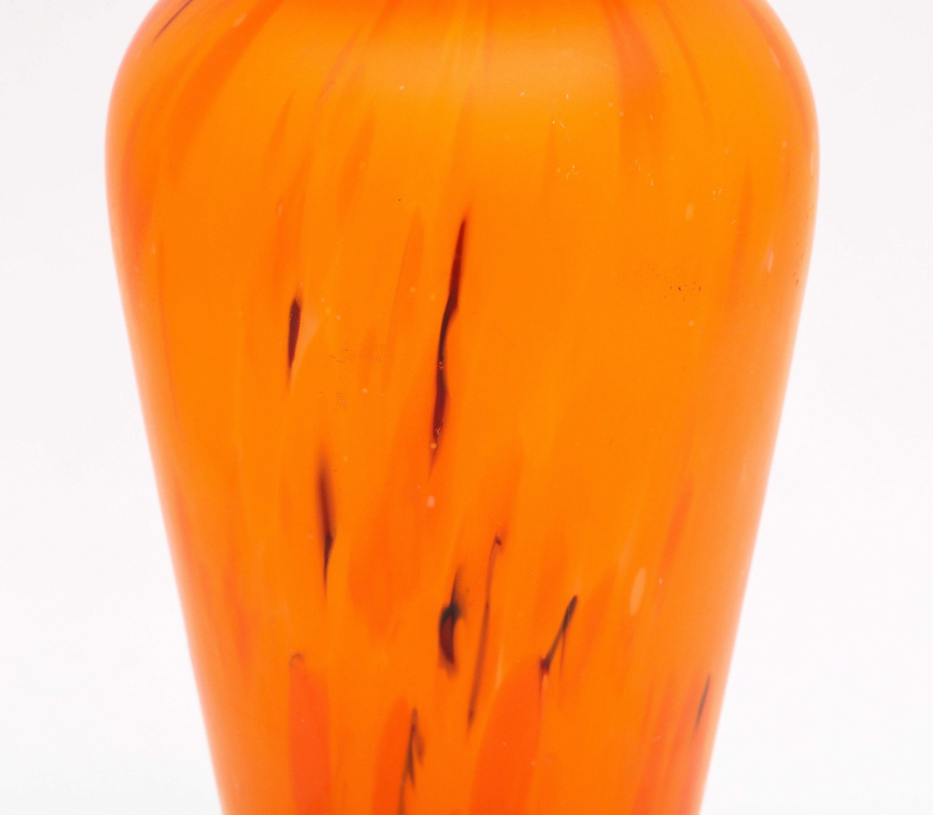 Art Deco Sterling Silver-Mounted Orange Art Glass Bud Vase 3