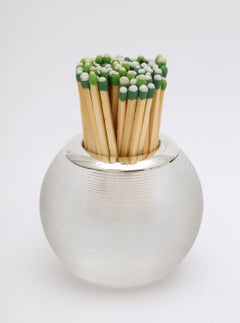 Art Deco Sterling Silver-Mounted Threaded Crystal Match Striker by Zimmerman